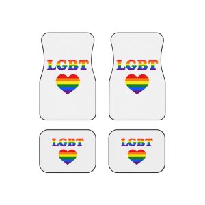 Vector Symbolism Lgbt Community Rainbow Colors Lgbt Inscription Rainbow Heart Car Mats Set Of 4