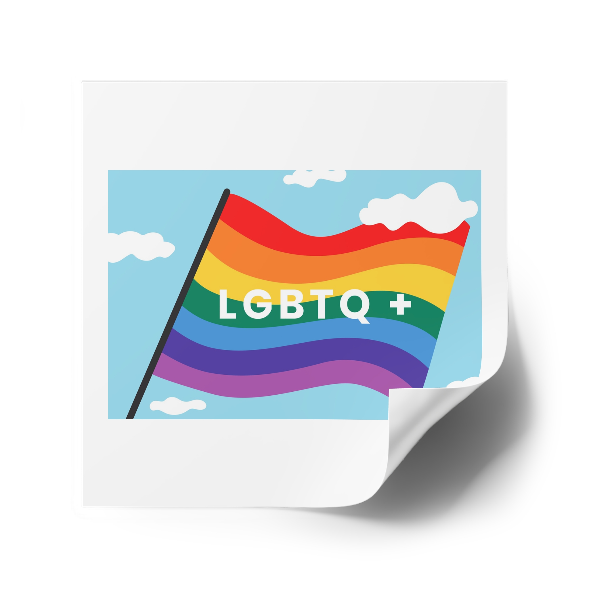 Rainbow Flag Banner Template Lgbtq Rights Laminate Stickers Square - Image 34