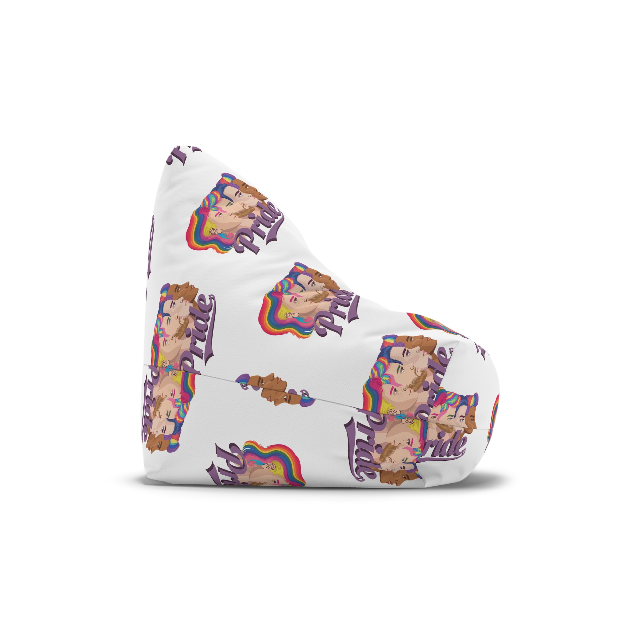 Vector Illustration Four Side Profiles Lgbtq Individuals With Vibrant Hair Colors Bean Bag Chair Cover - Image 3