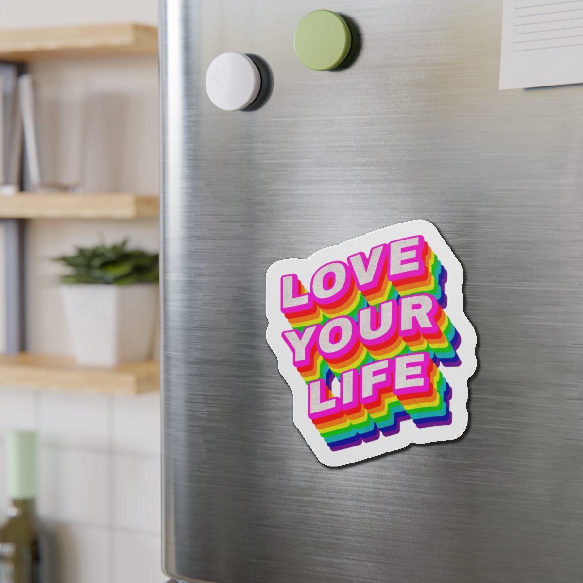 Rainbow Word Love Your Life Typography Design Element Die Cut Magnets - Image 15