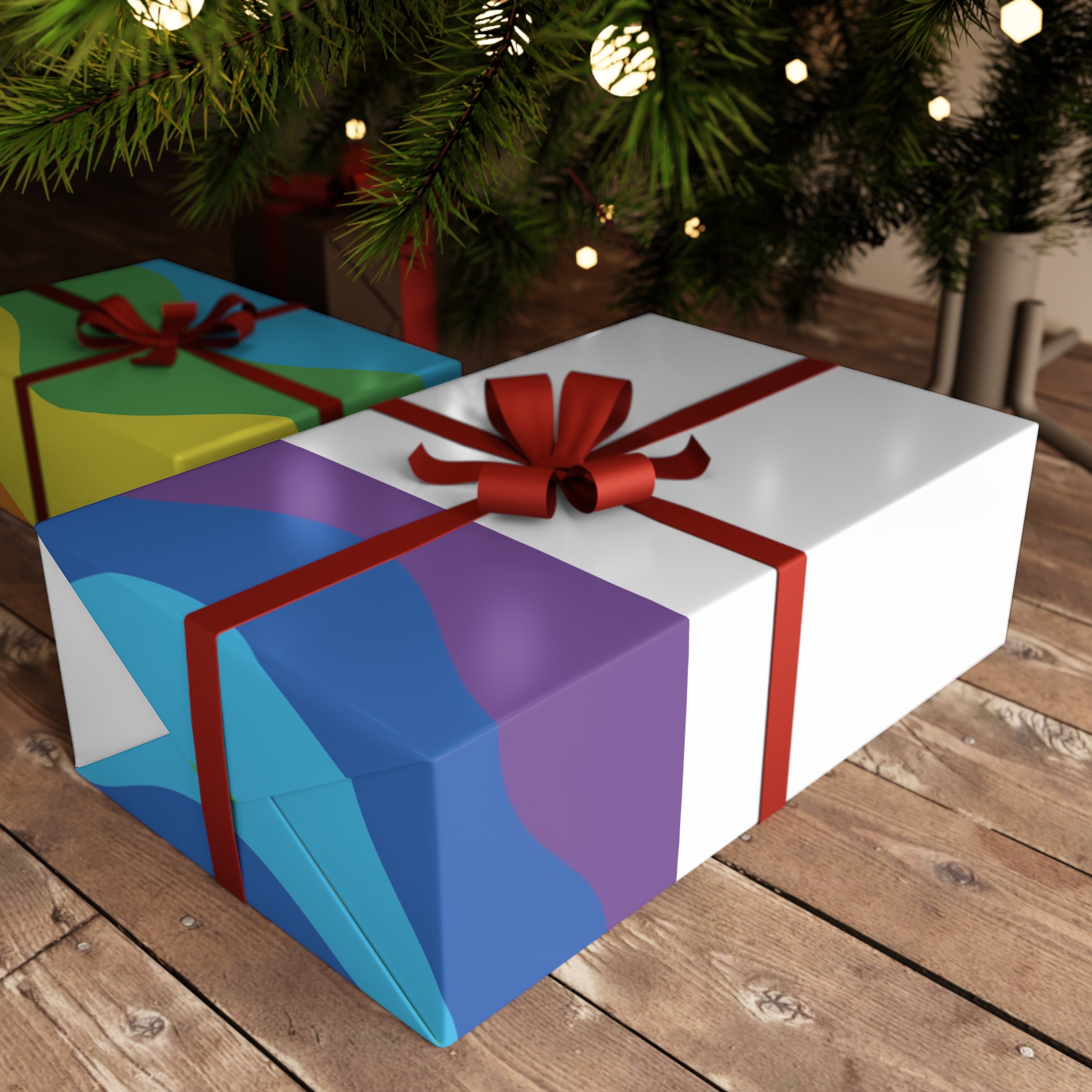 Bright Rainbow Color Waves Creating Cheerful Design Background Gift Wrapping Paper Sheets 1pc - Image 6