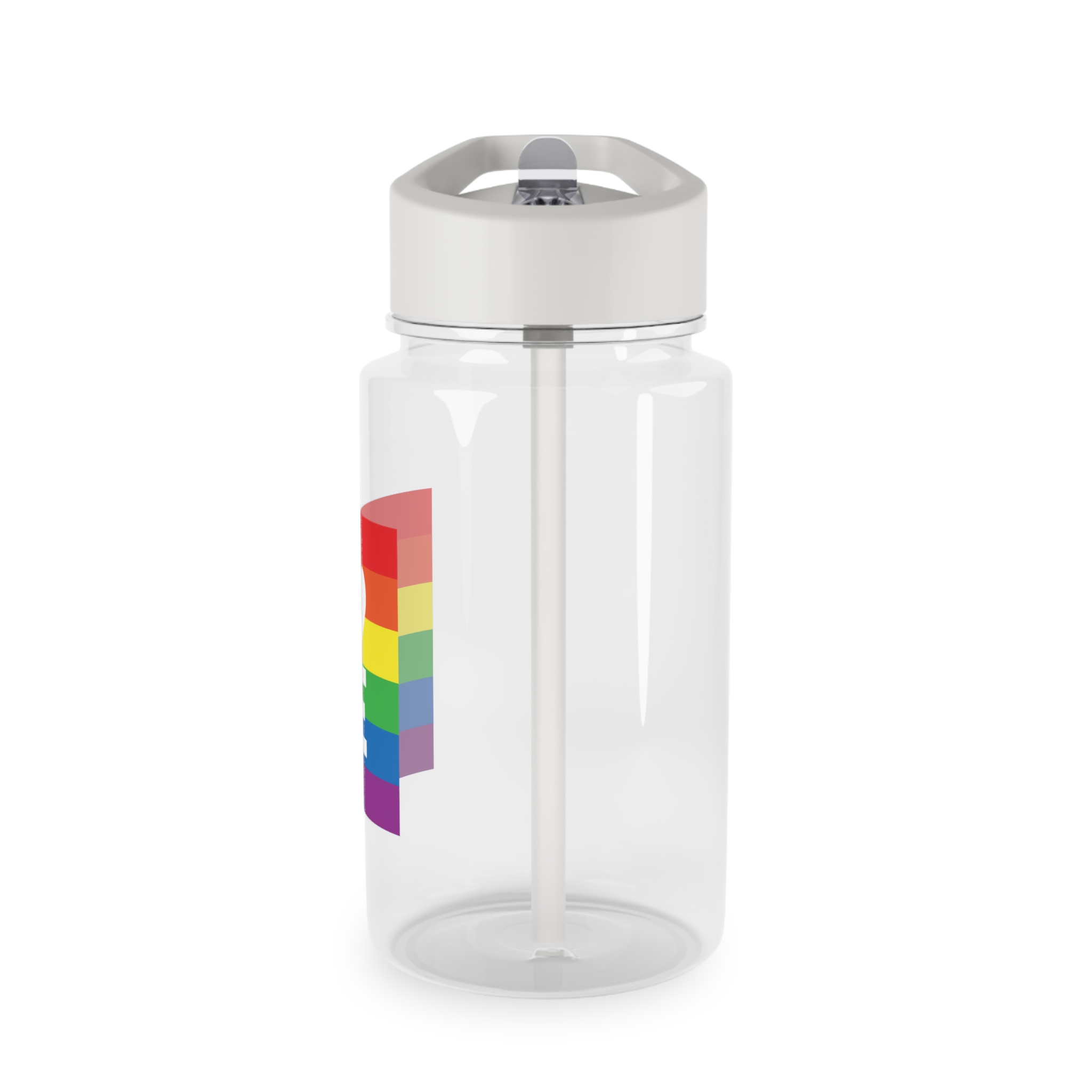 Love Lgbt Heart Squere White Tritan Water Bottle - Image 3
