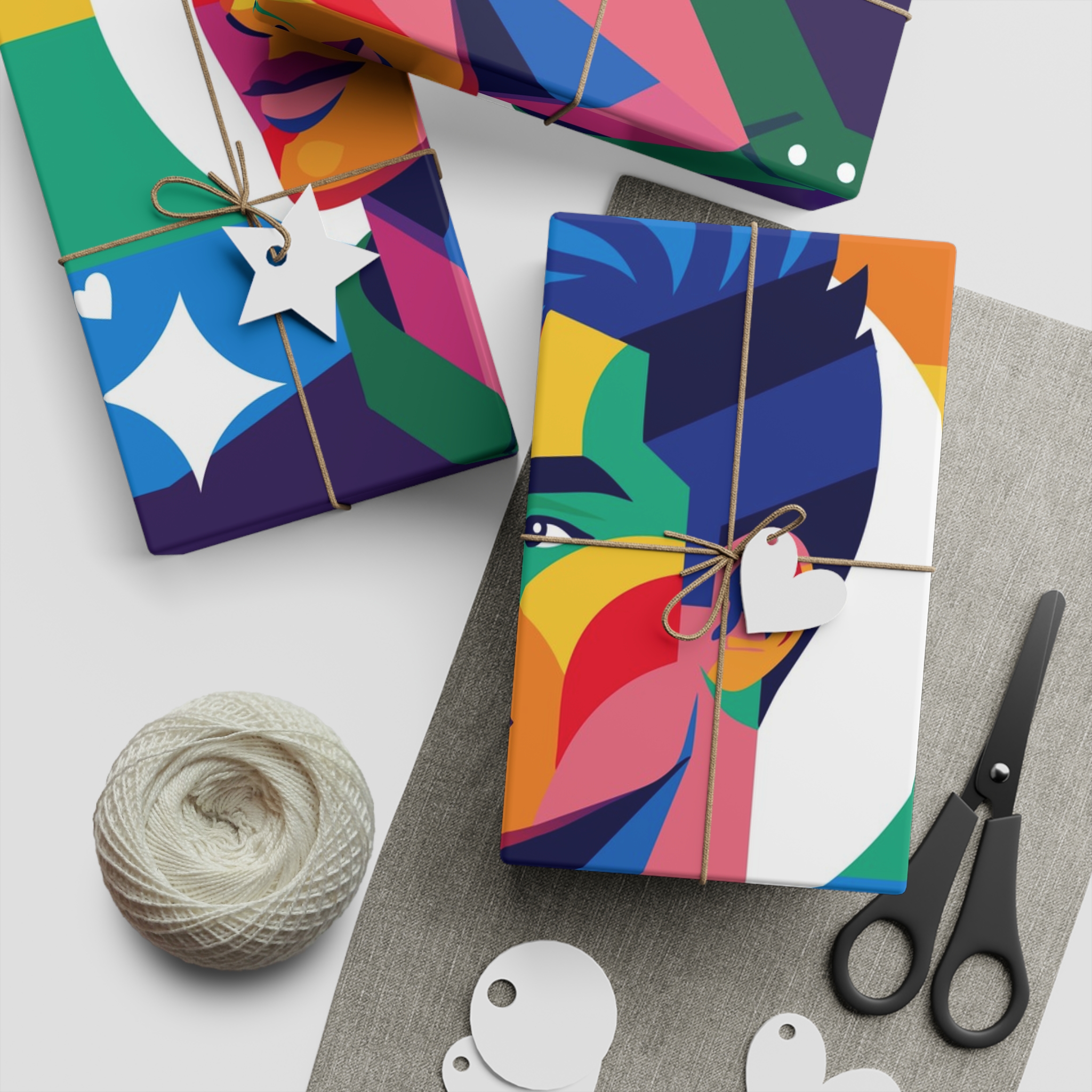 Poster Man With Rainbow Colored Face Rainbow Colored Background Gift Wrapping Paper Sheets 1pc - Image 5
