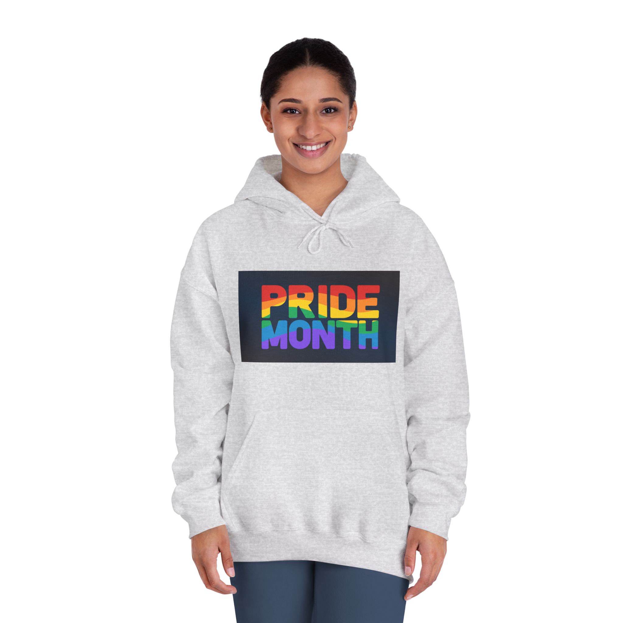 Lgbt Pride Rainbow Flag Lettering Banner Poster Social Media Pride Calligraphy With Unisex Dryblend Hooded Sweatshirt - Image 8