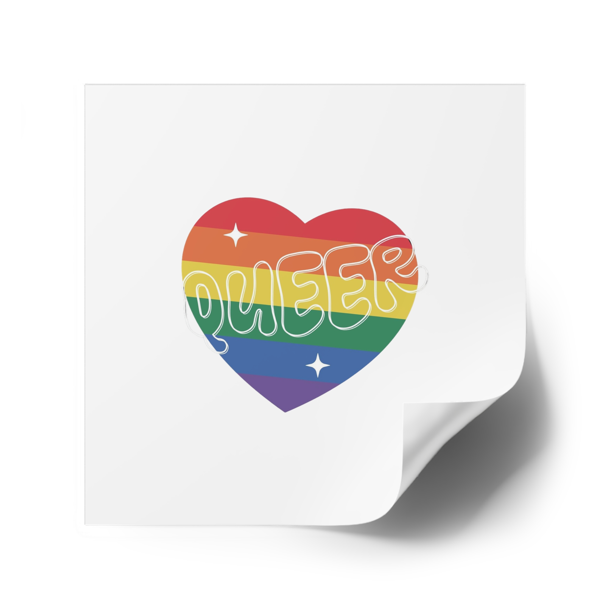 Queer Pride Heart Laminate Stickers Square - Image 38