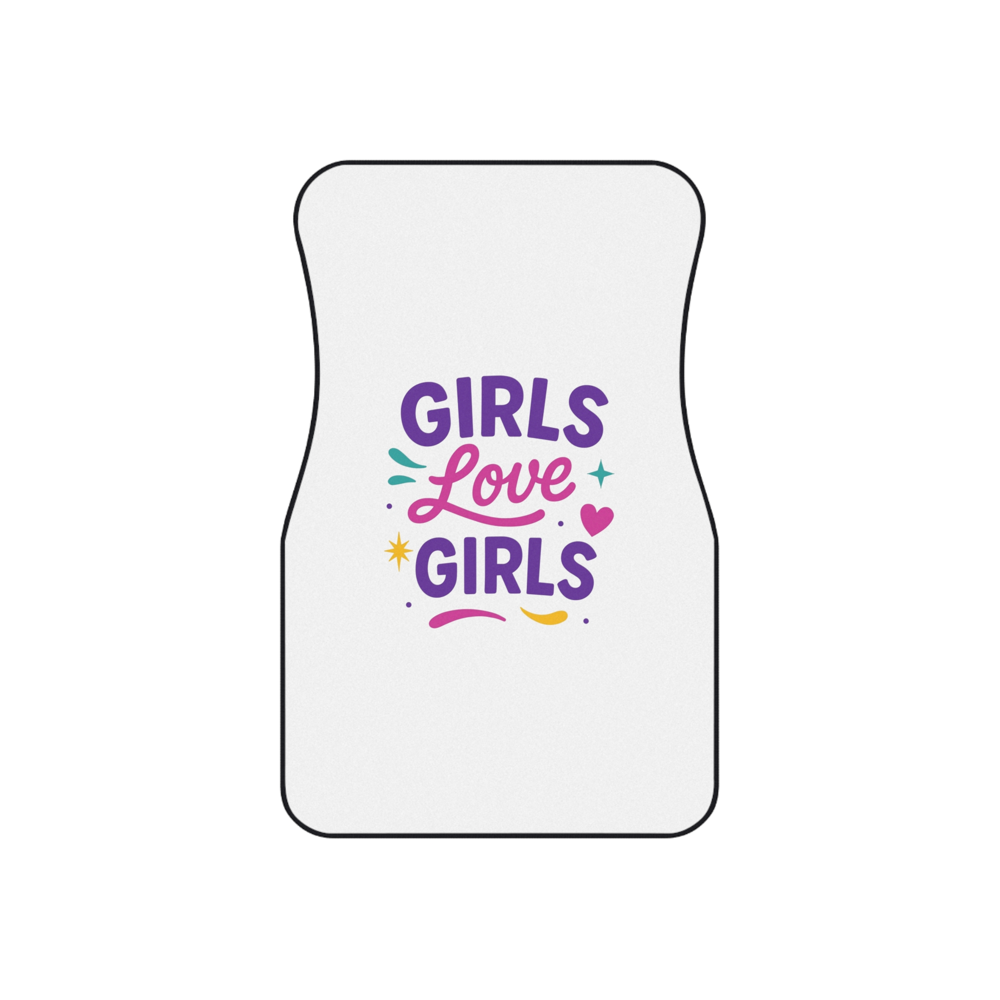 Vibrant Girls Love Girls Vector Illustration Featuring Bold Text Playful Decorative Elements Car Mats Set Of 4 - Image 2