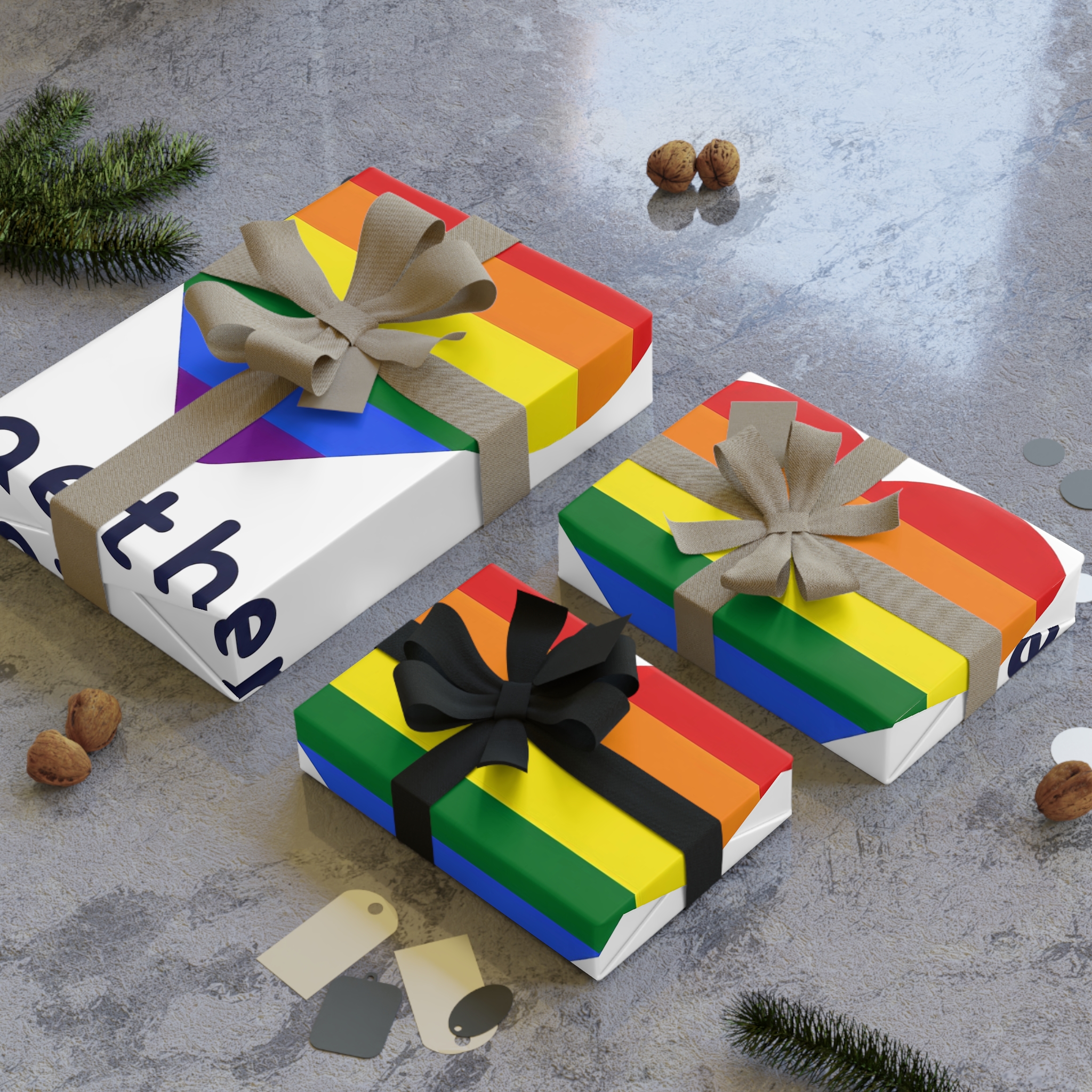 Lgbt Flag With Textlgbt Flag With Text Gift Wrapping Paper Rolls 1pc - Image 4