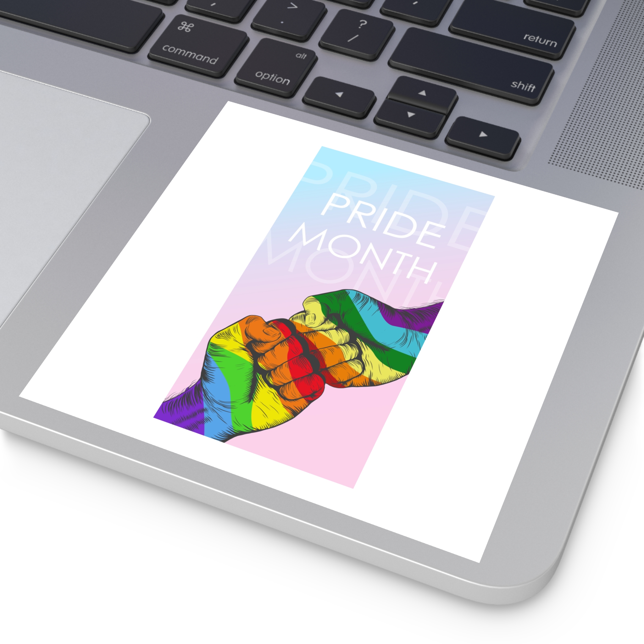 Rainbow Colored Hand Fist Fist Gesture Gay Pride Month Background Lgbt Concept Laminate Stickers Square - Image 35