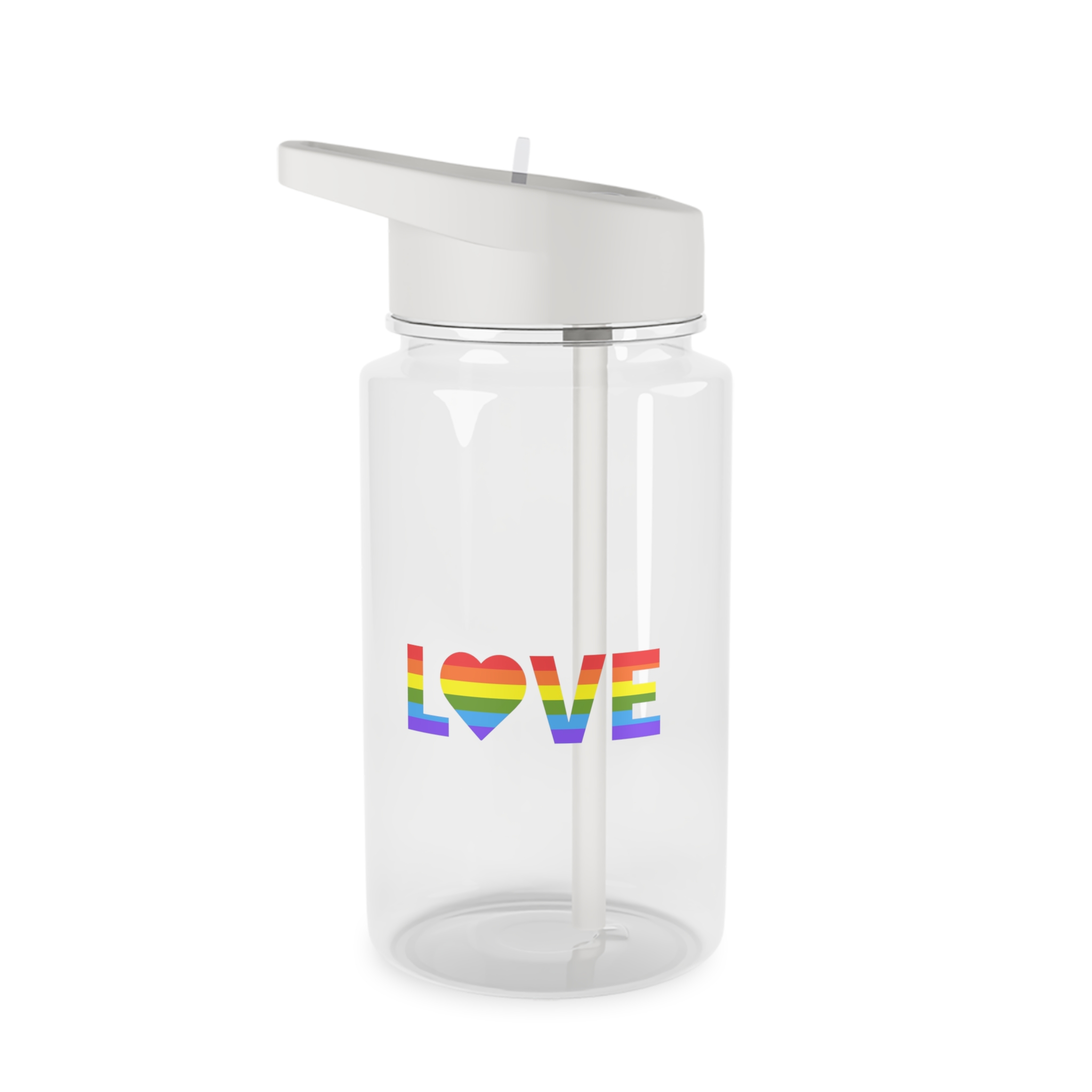 Love With Heart Rainbow Heart Shape Lgbtq Flag White Background Pride Month Tritan Water Bottle