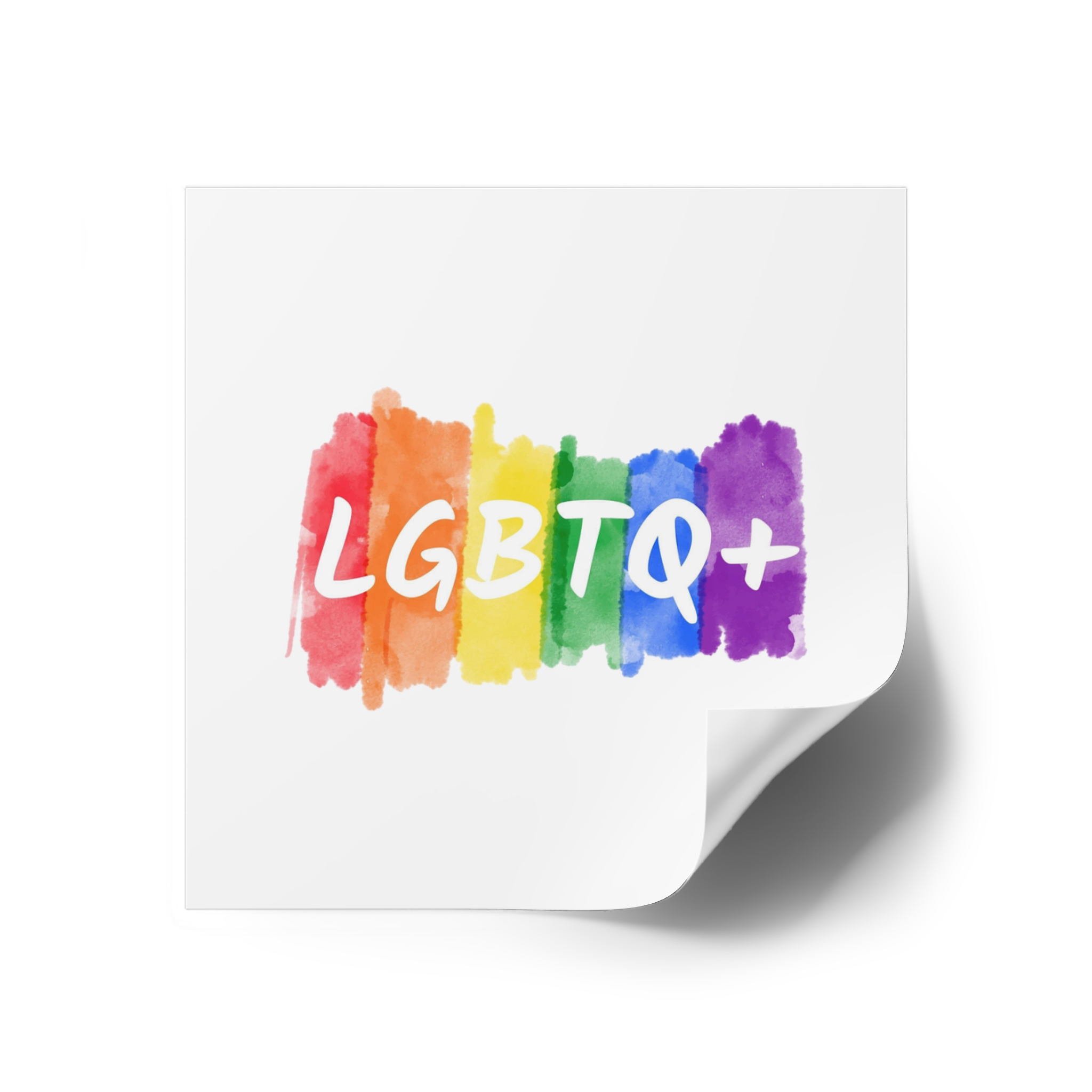 Lgbtq Logo Lettering Text Vector Rainbow Watercolor Paint Textured Colorful Stripes Laminate Stickers Square - Image 26