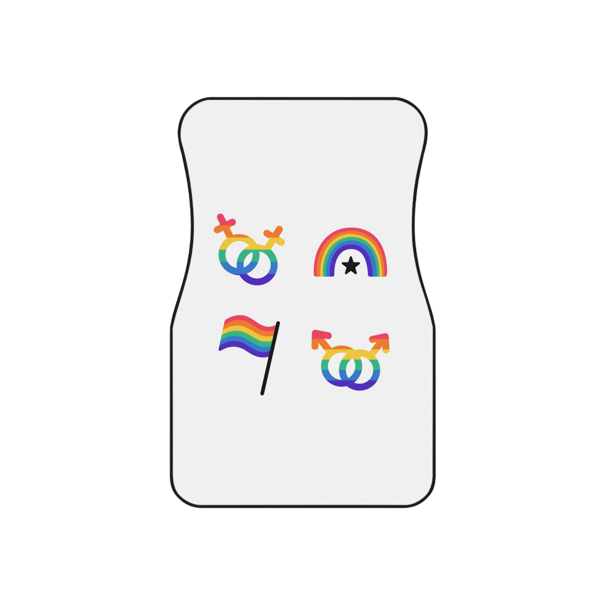 Lgbt Stickers Doodle Style Lgbtq Set Lgbt Pride Community Symbols Rainbow Colored Elements Flag Heart Rainbow Car Mats Set Of 4 - Image 2