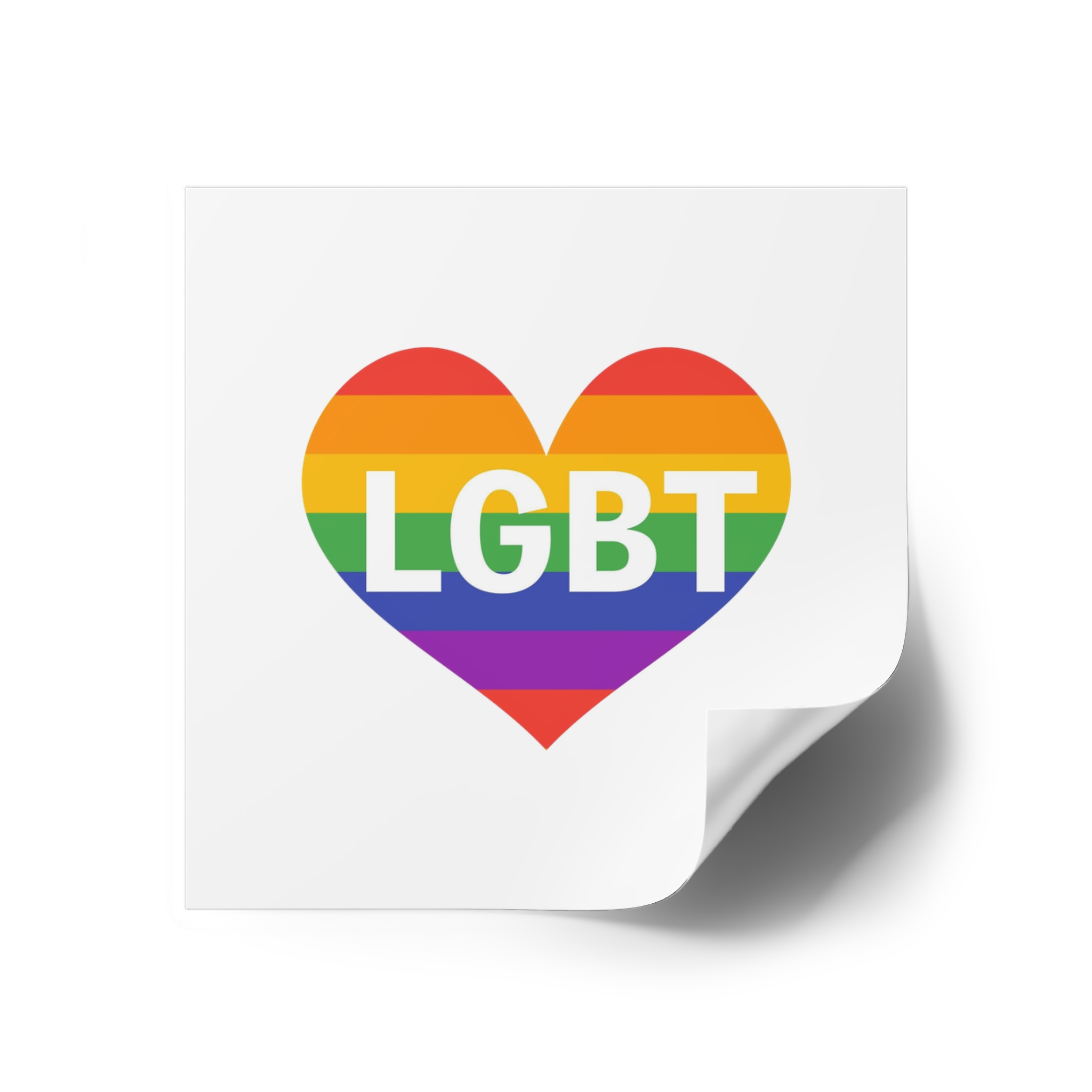 Lgbt Rainbow Colors Heart Mark Lgbt Letters Laminate Stickers Square - Image 18