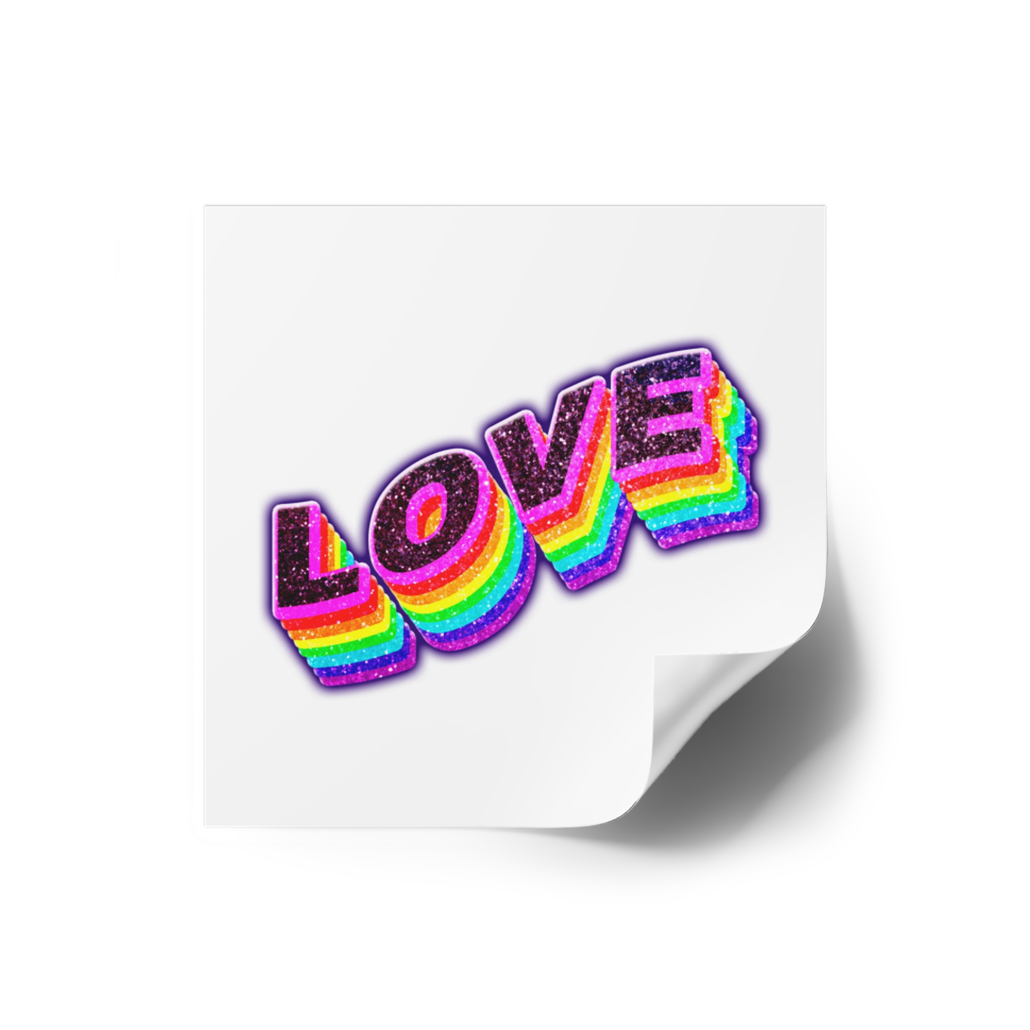 Love Png Word Rainbow Typography Laminate Stickers Square - Image 2
