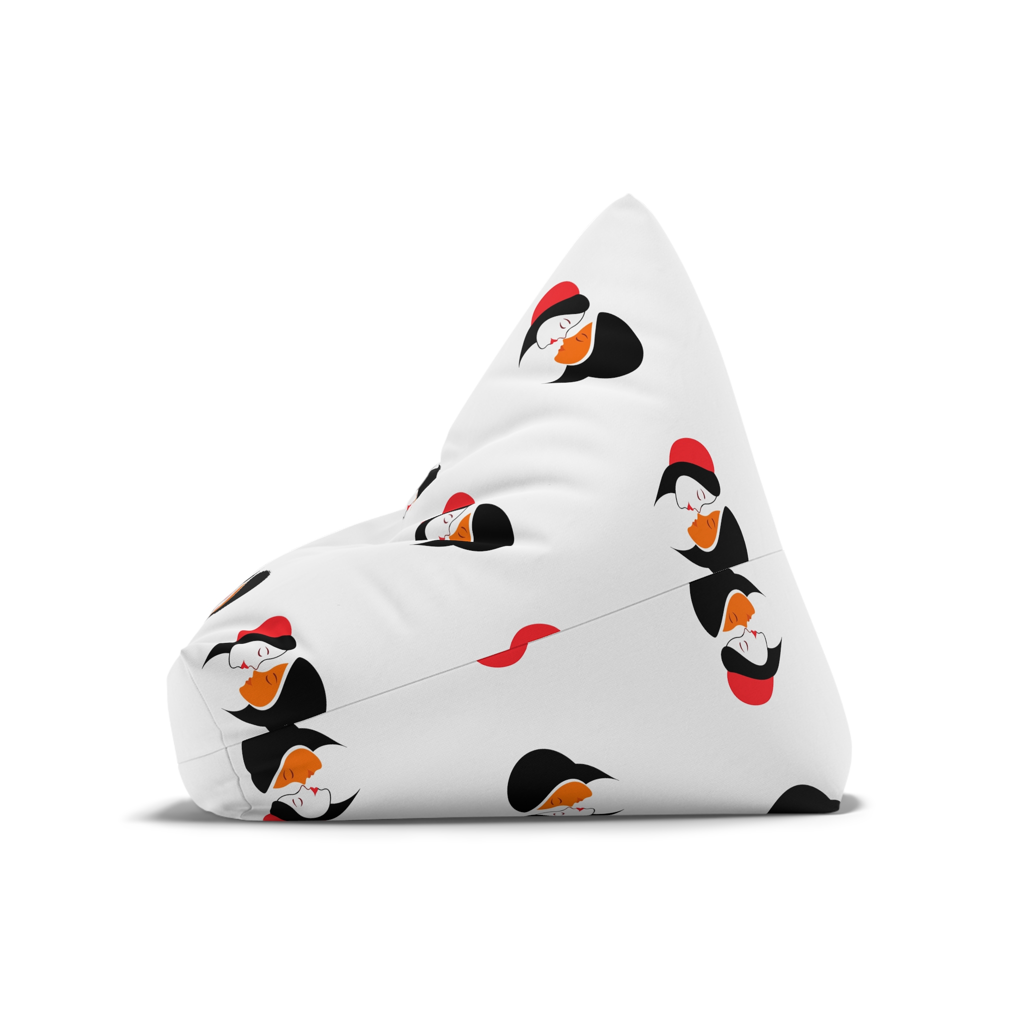 Celebrating Love Interracial Couple Heart Design Bean Bag Chair Cover - Image 8