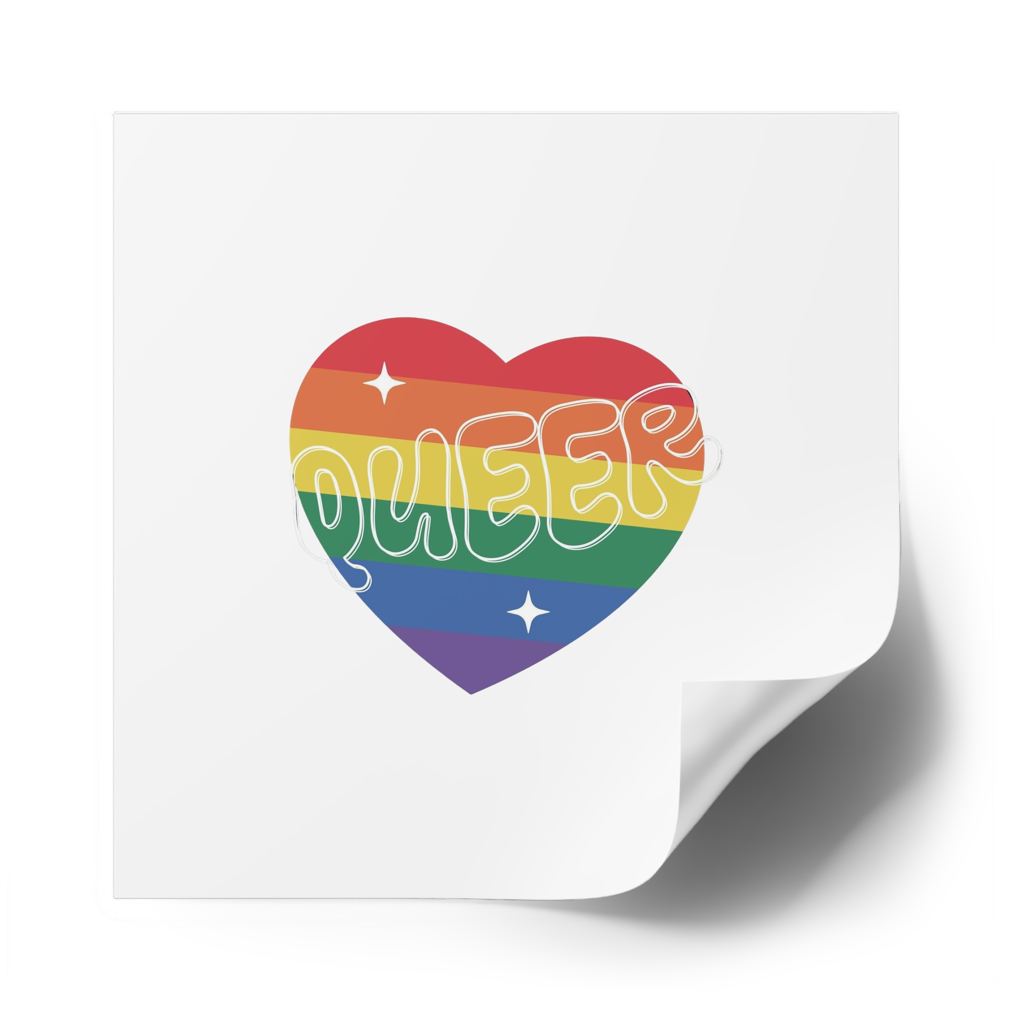 Queer Pride Heart Laminate Stickers Square - Image 58