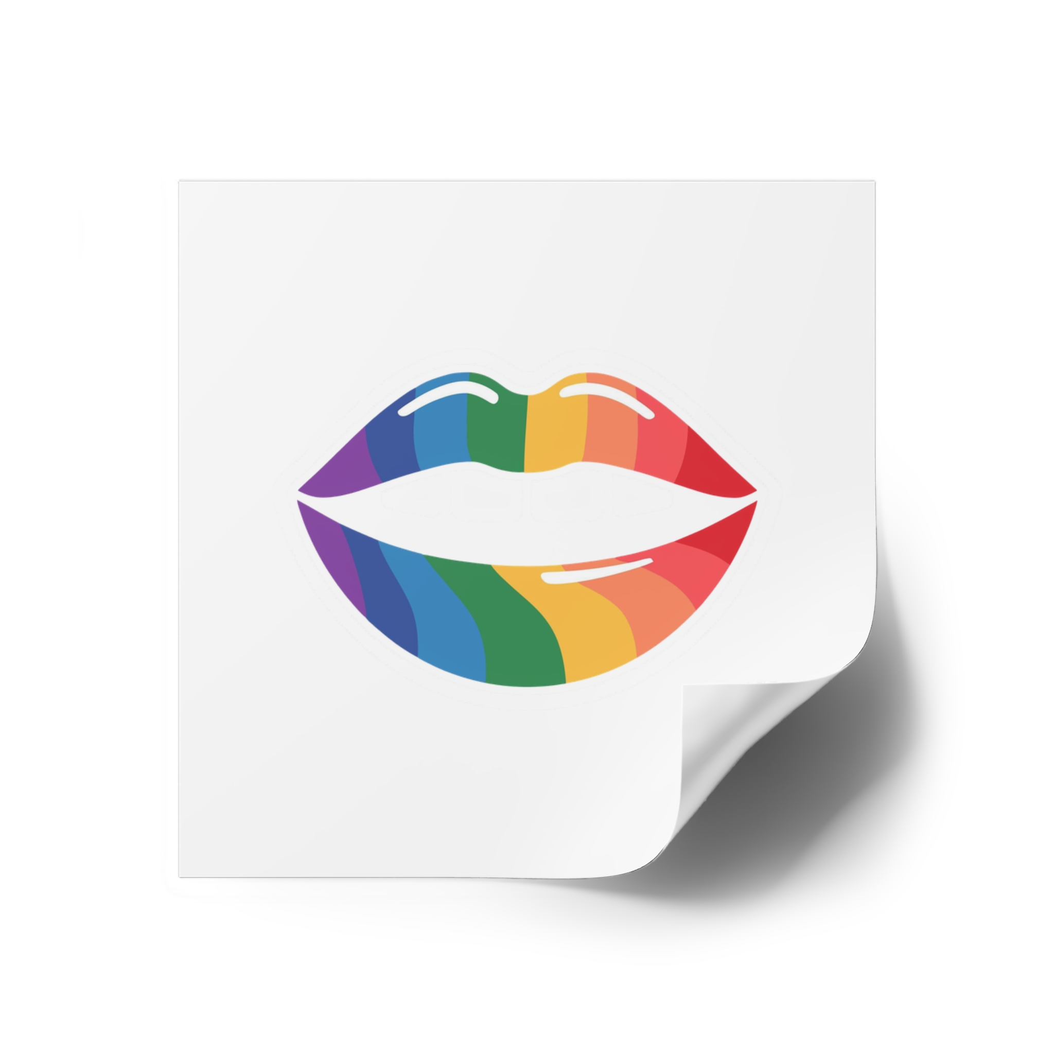 Rainbow Lips Illustration Laminate Stickers Square - Image 26