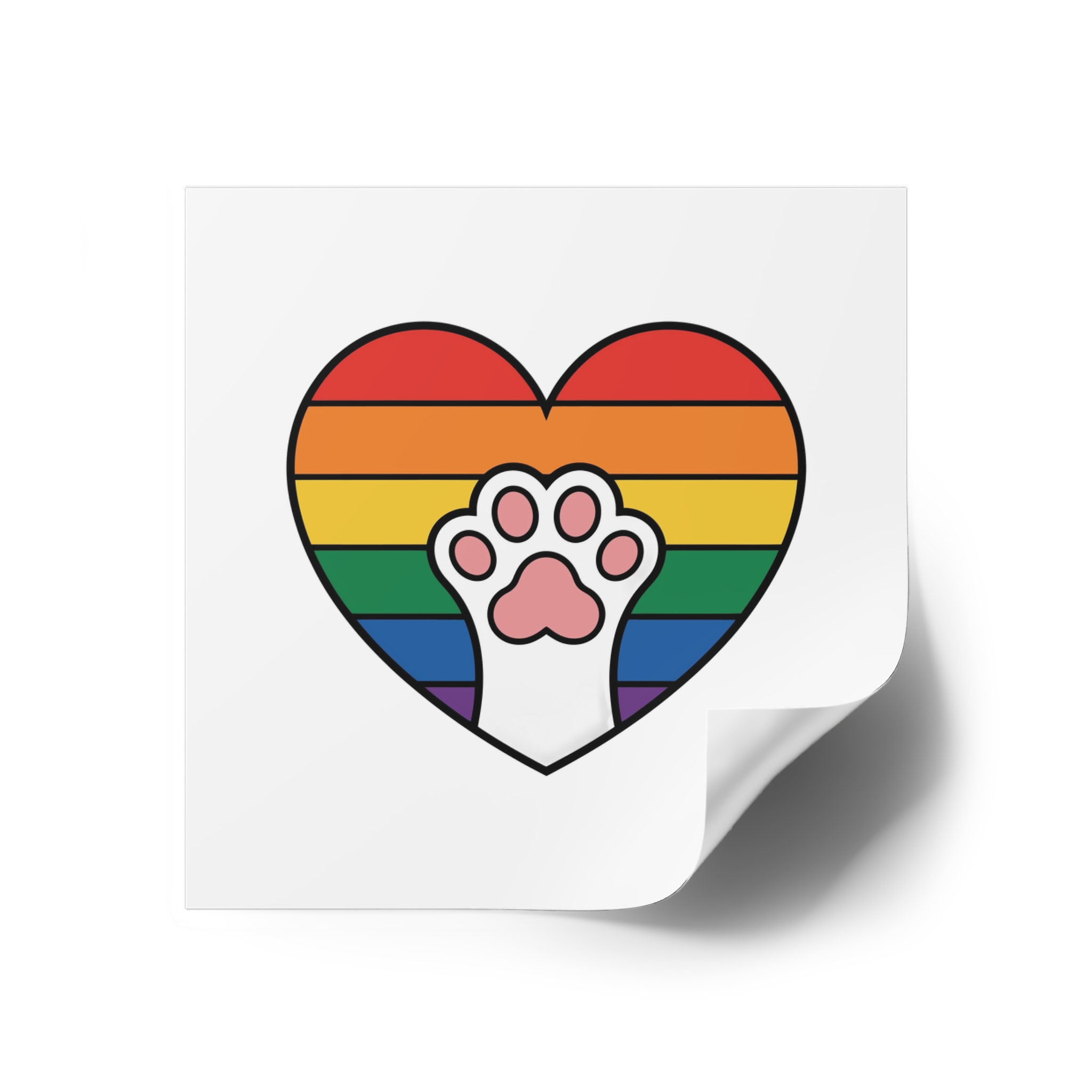 Rainbow Heart With Cute Cat Paw Pride Illustration Laminate Stickers Square - Image 18