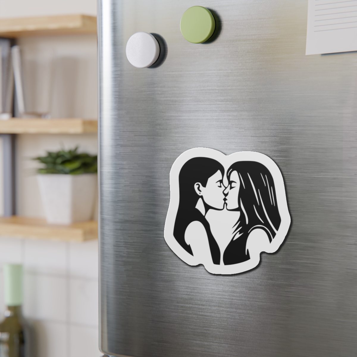 Lesbian Couple Kissing Lgbt Pride Black Outlines Isolated Vector Illustration Die Cut Magnets - Image 15