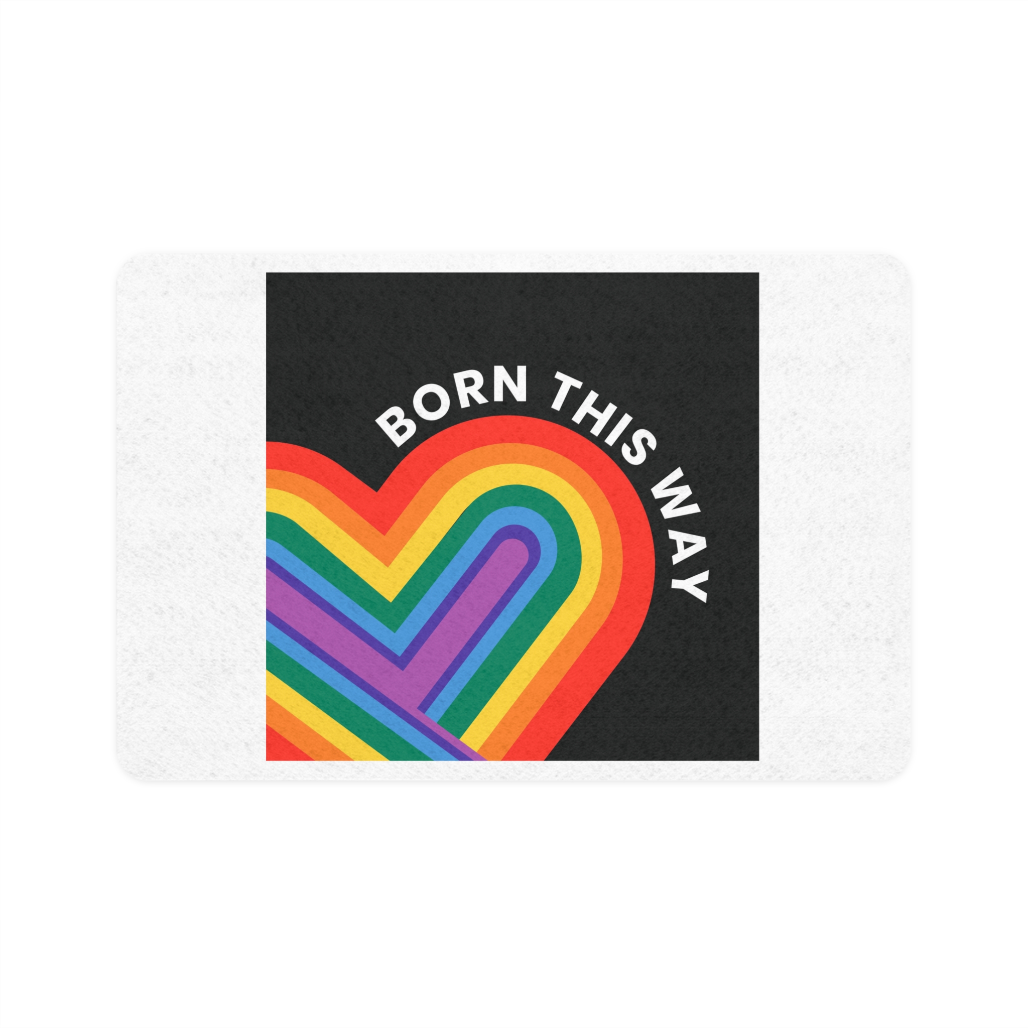Rainbow Heart Template Lgbtq Pride Month With Born This Way Text Pet Food Mat 12x18