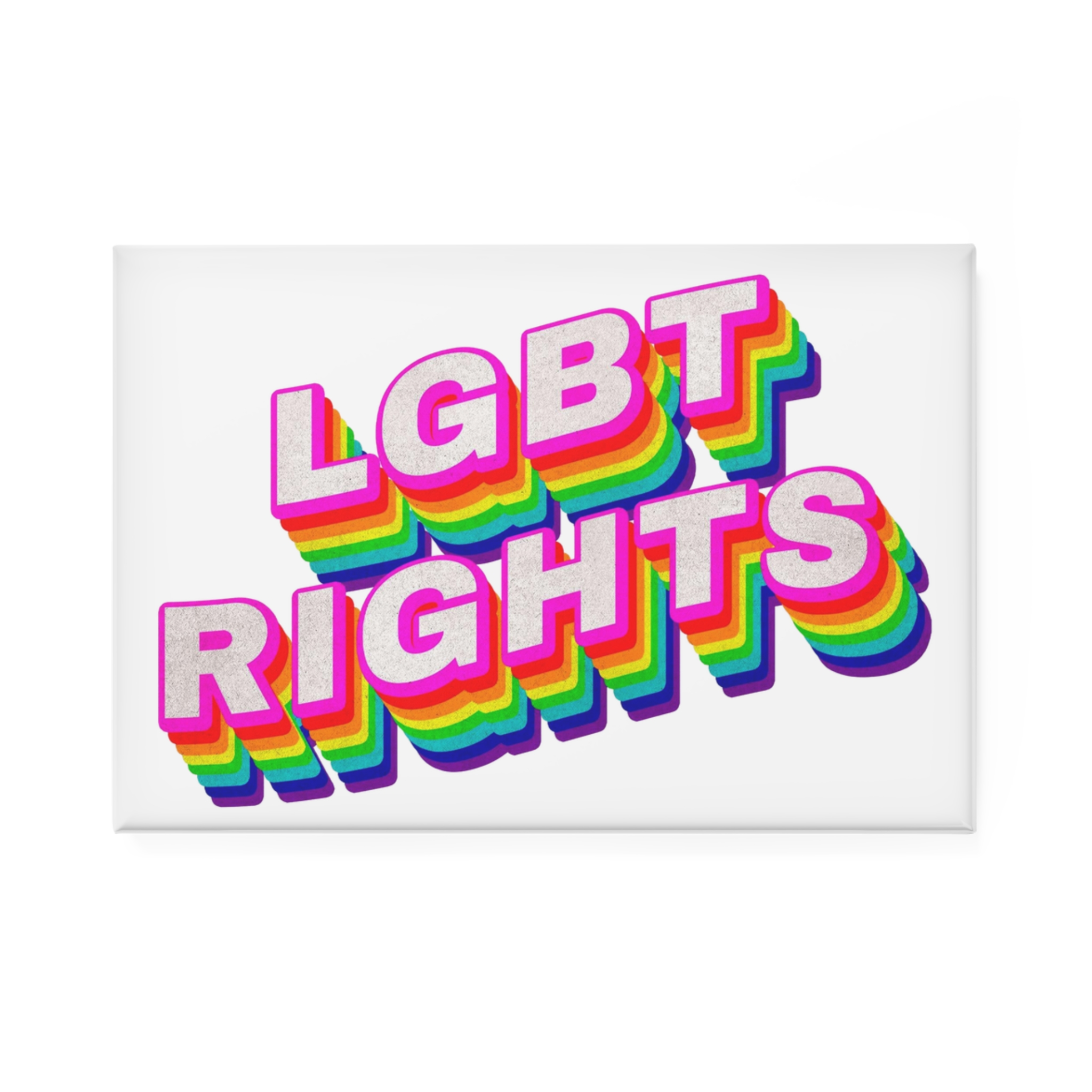 Rainbow Word Lgbt Rights Typography Design Element Button Magnet Rectangle 1 And 10 Pcs