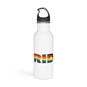 Large Bold Pride Letters Infused With Progress Rainbow Flag Colors Represent Lgbtqia Stainless Steel Water Bottle