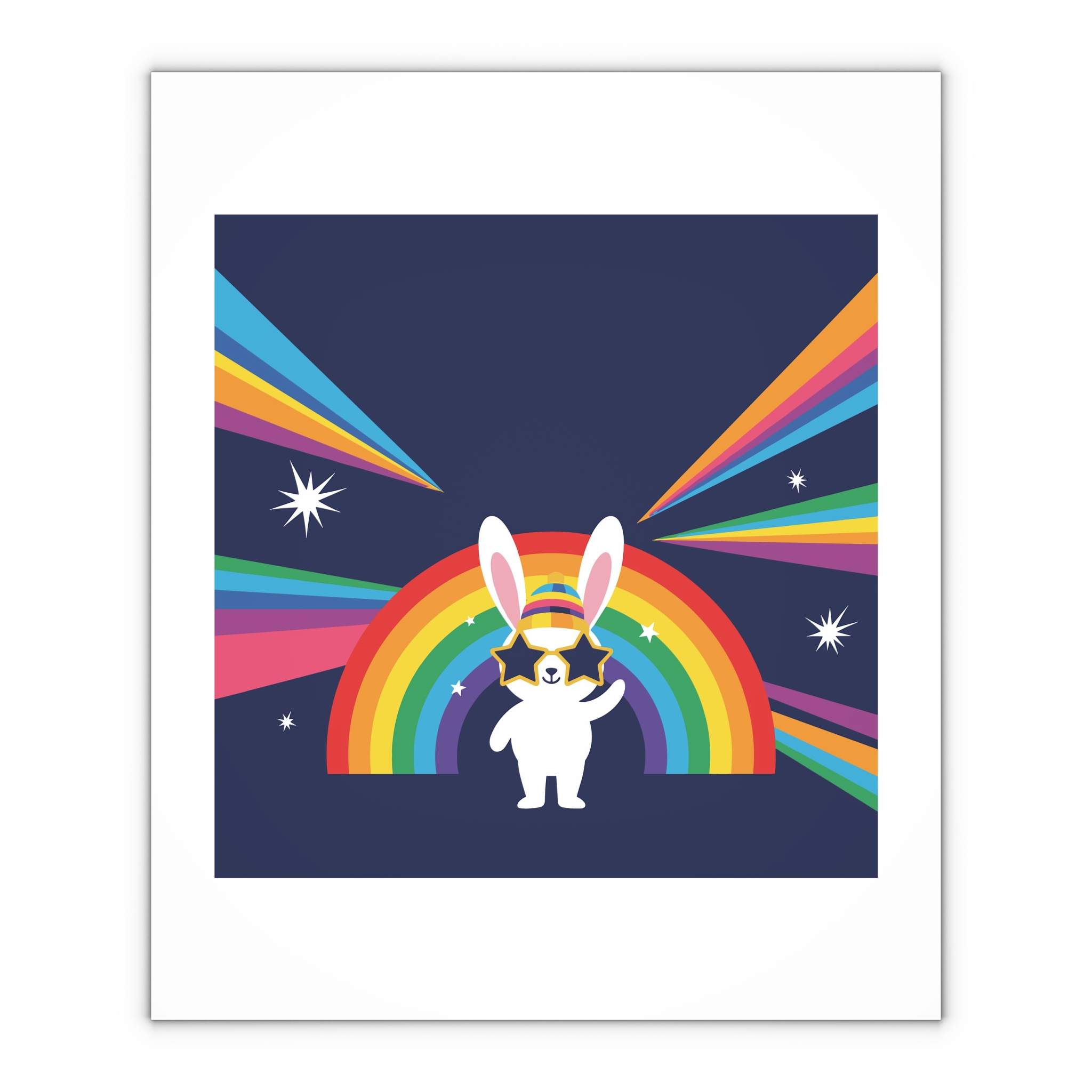 Happy Bunny With Rainbow Stars Gift Wrapping Paper Sheets 1pc - Image 4