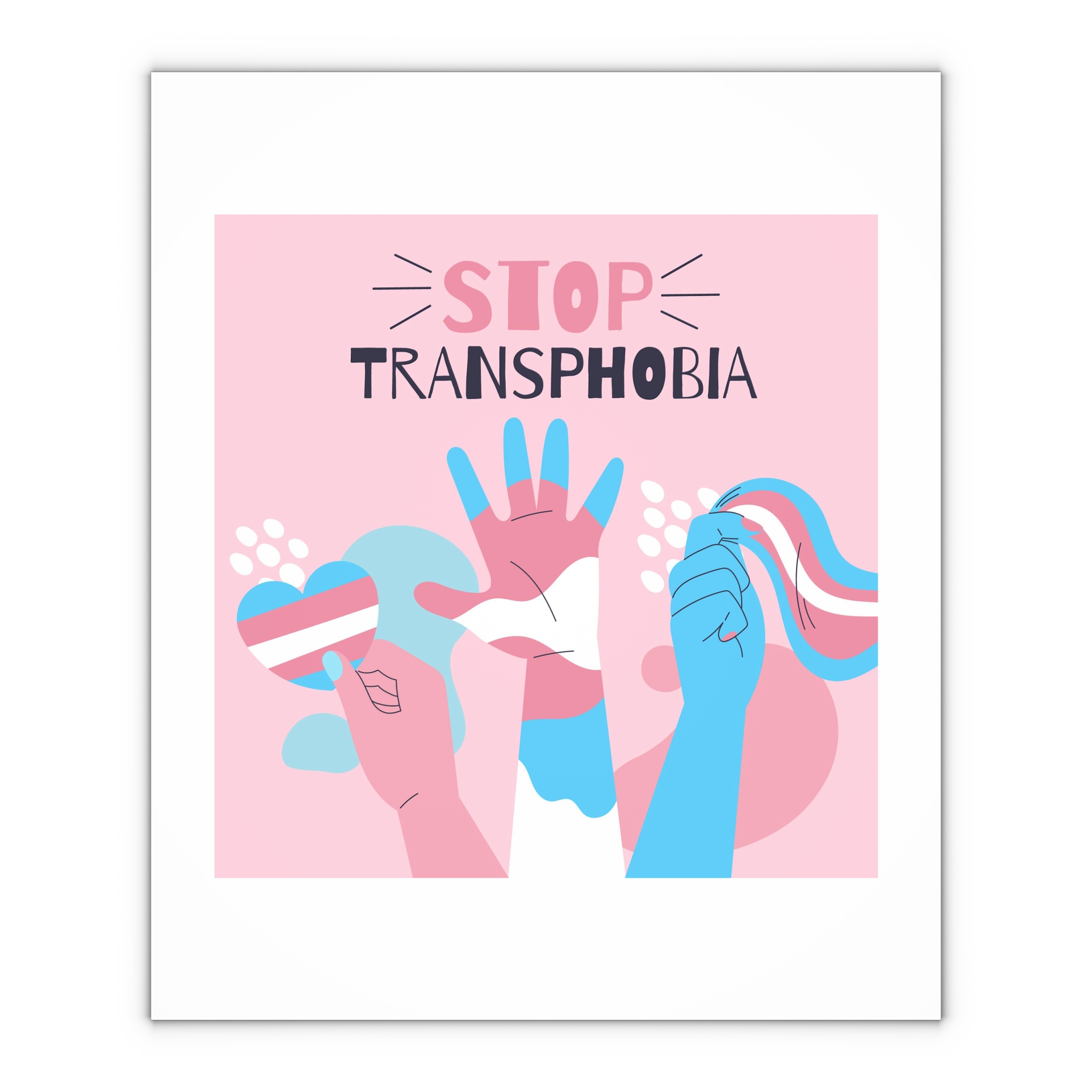 Hand Drawn Flat Design Stop Transphobia Concept Gift Wrapping Paper Sheets 1pc - Image 4