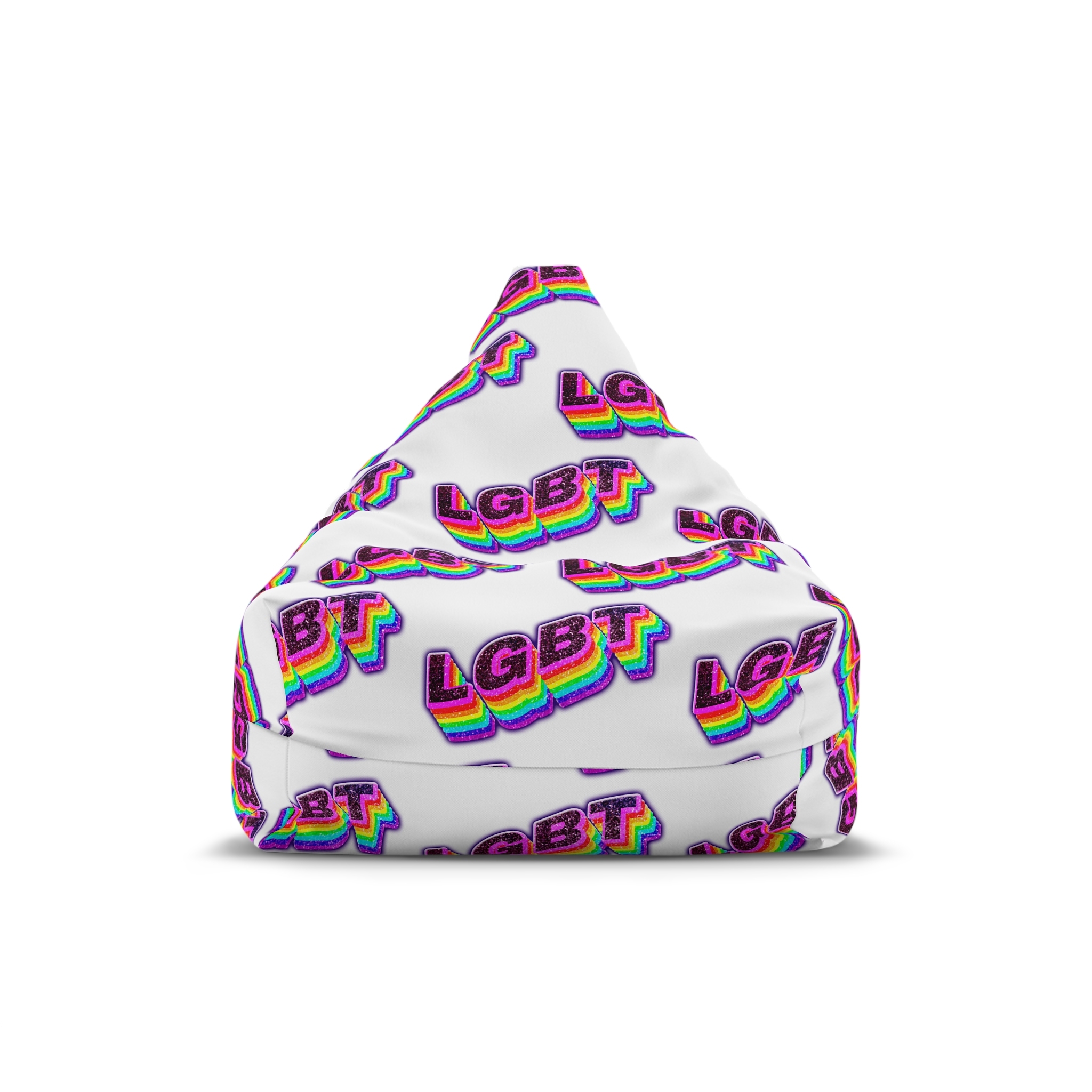 Png Word Lgbt Rainbow Typography Bean Bag Chair Cover