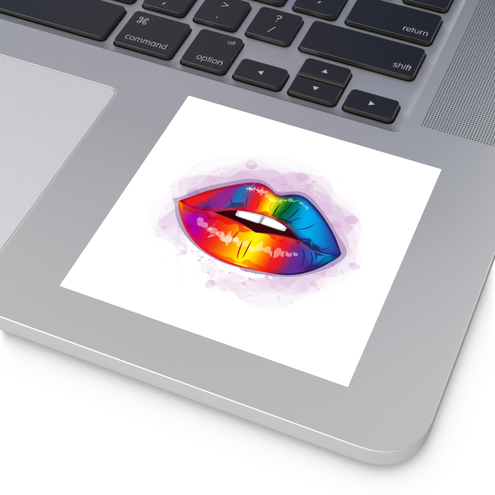 Rainbow Lips Lgbt Beautiful Fashionable Realistic Realistic Watercolor Style Print Vector Laminate Stickers Square - Image 19