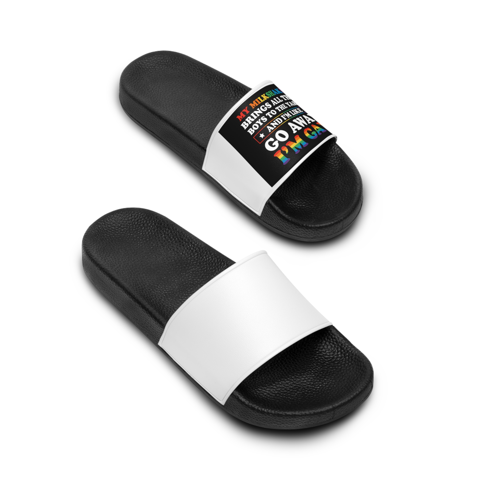 Pride Gay Lgbt Rainbow Tshirt Design(2) Mens Slide Sandals - Image 4
