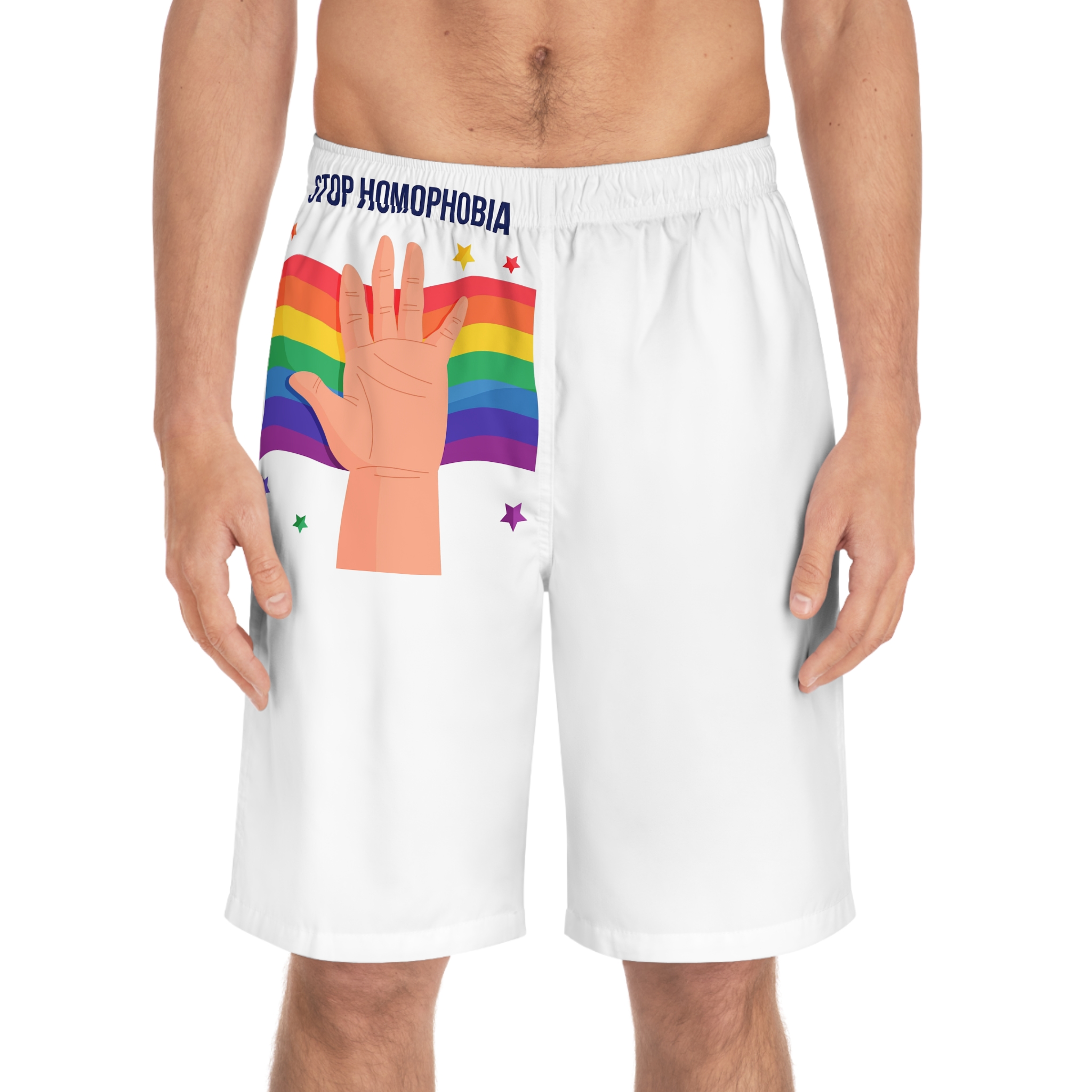 Stop Homophobia Mens Board Shorts Aop - Image 3