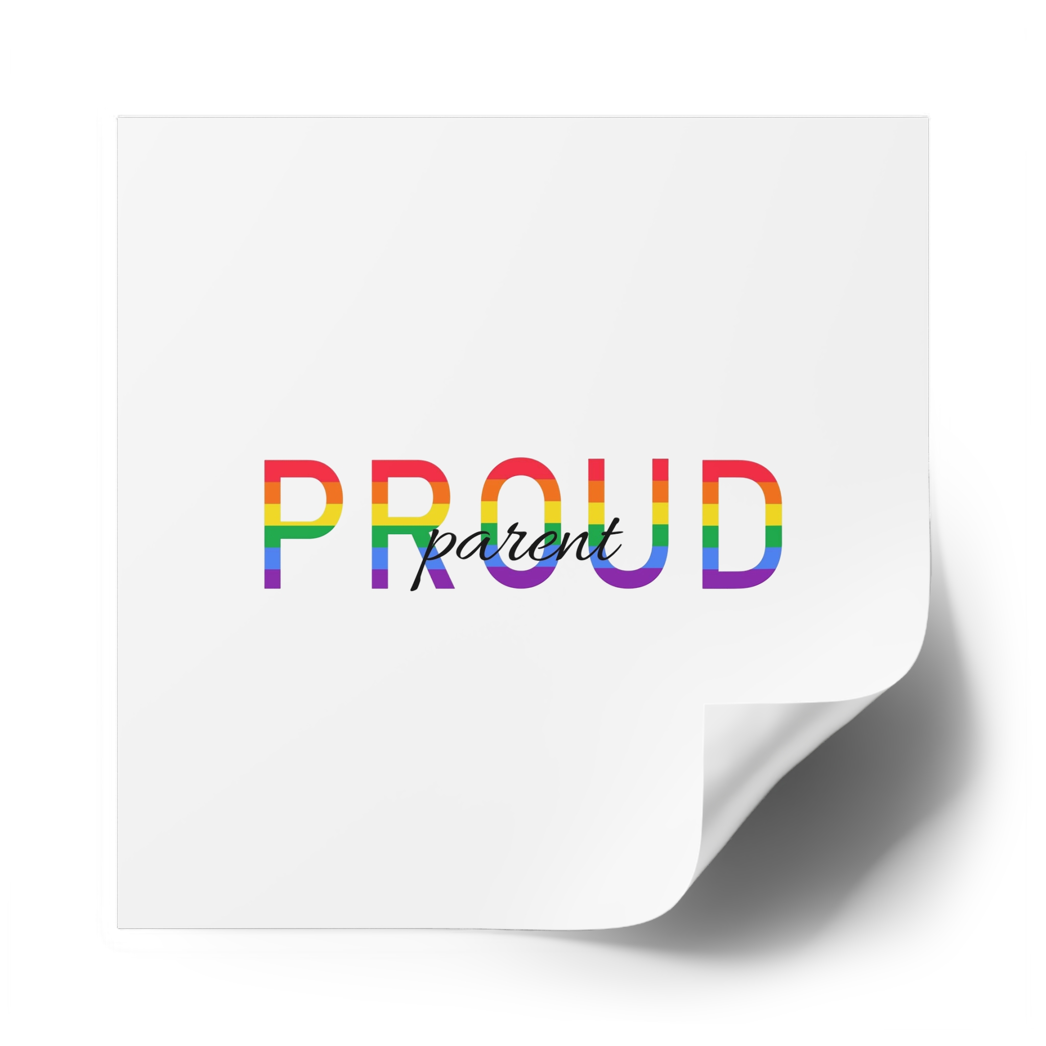 Proud Parent Letering Rainbow Colors Lgbt Flag Lgbt Parents Community Support Laminate Stickers Square - Image 62