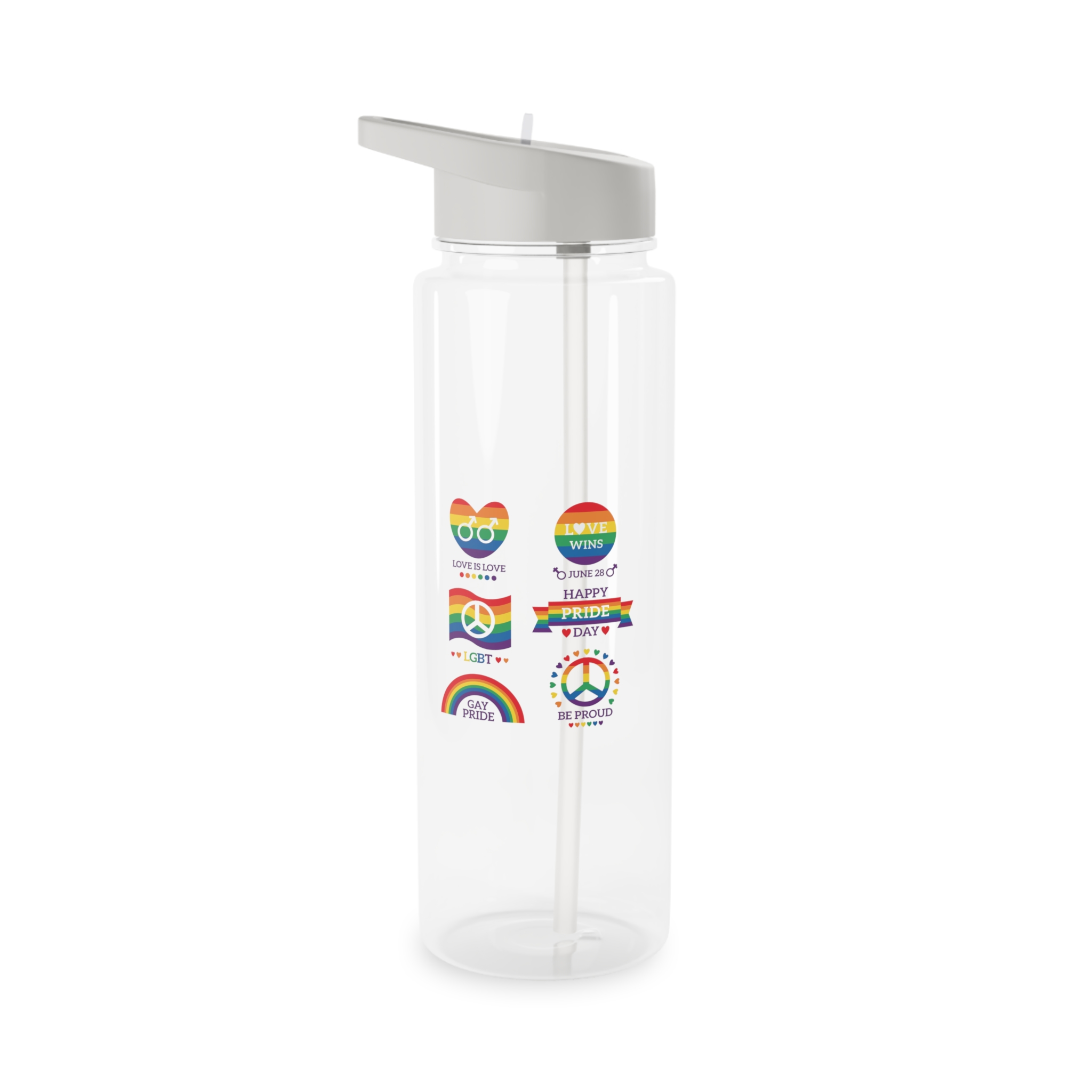 Pride Day Badges Illustration Set Tritan Water Bottle - Image 5