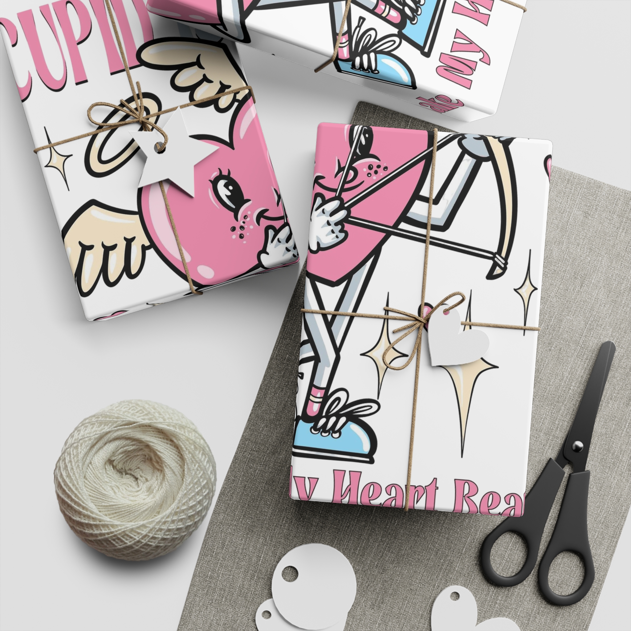 Love Cupid Holding Bow Tshirt Design Gift Wrapping Paper Sheets 1pc - Image 2