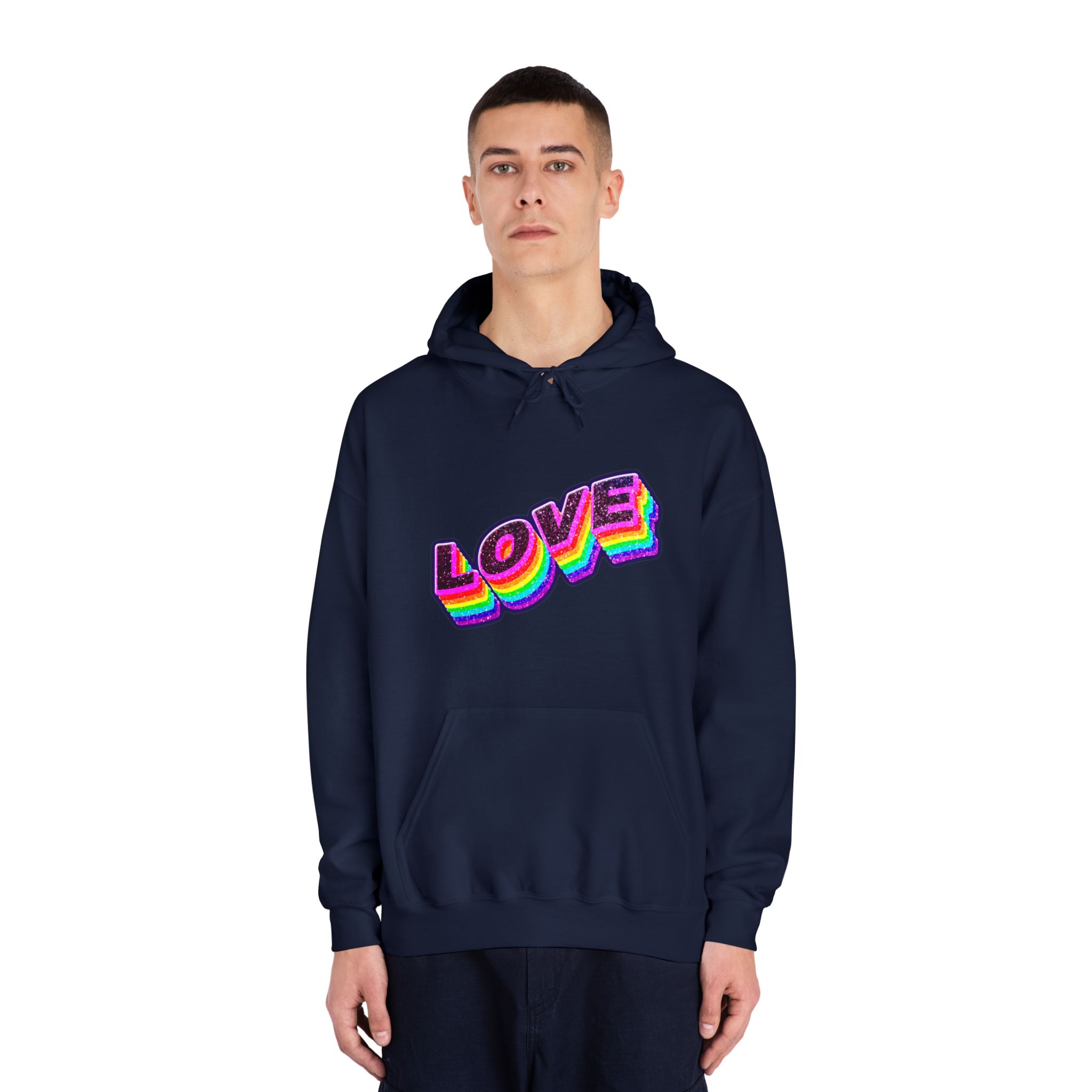 Love Png Word Rainbow Typography Unisex Dryblend Hooded Sweatshirt - Image 31