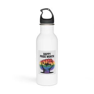 Happy Pride Month Celebration With Rainbow Fist Stainless Steel Water Bottle