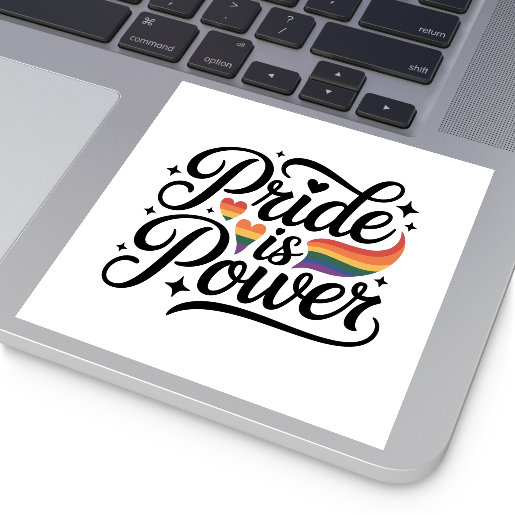 Pride Is Power T Shirt Design Isolated White Background 2 Laminate Stickers Square - Image 35