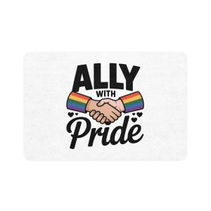 Ally With Pride T Shirt Design Isolated White Background Pet Food Mat 12x18