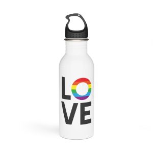 Vector Flat Lgbt Rainbow Flag Love Lettering Stainless Steel Water Bottle