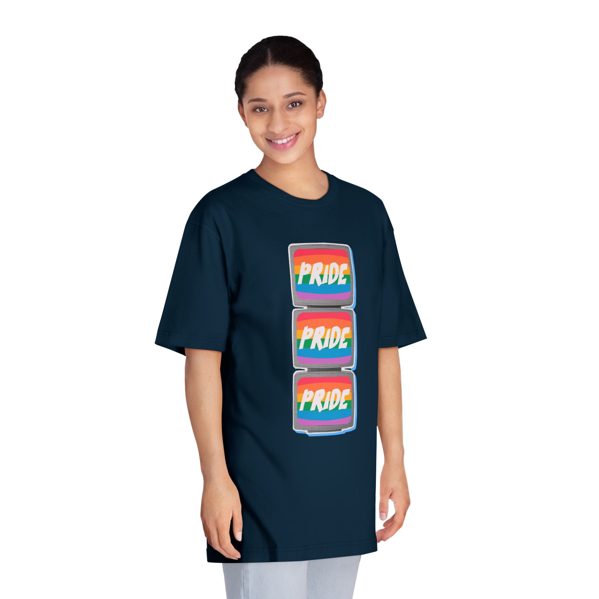 Retro Halftone Tvs With Rainbow Screens Bold Text Perfect Pride Month Activism Designs - Unisex Classic Crewneck T Shirt - Image 19