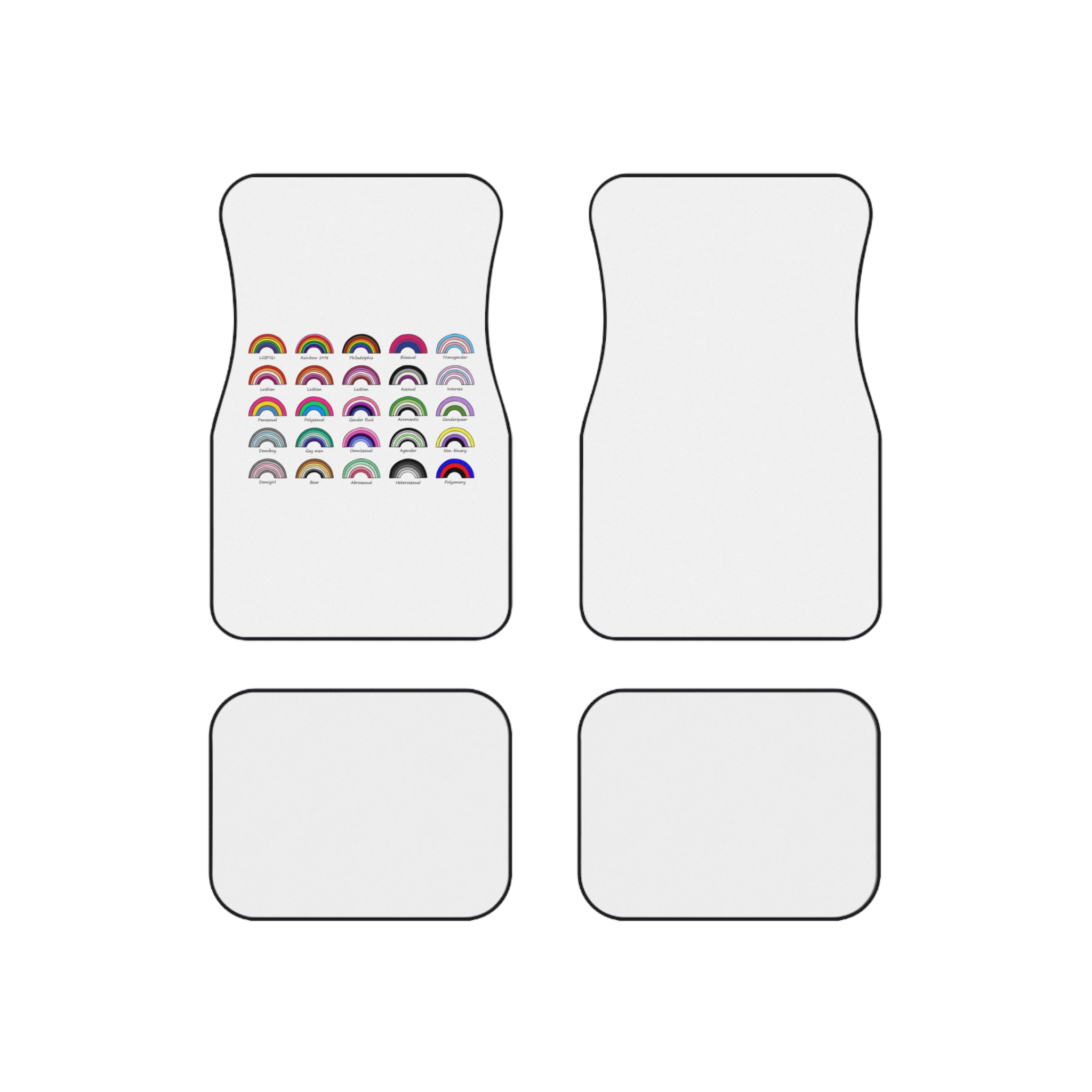 Set Colorful Lgbtq Pride Flag Rainbows Gender Equality Sexual Identity Pride Flags Collection Lgbtqia Community Pride Month Car Mats Set Of 4