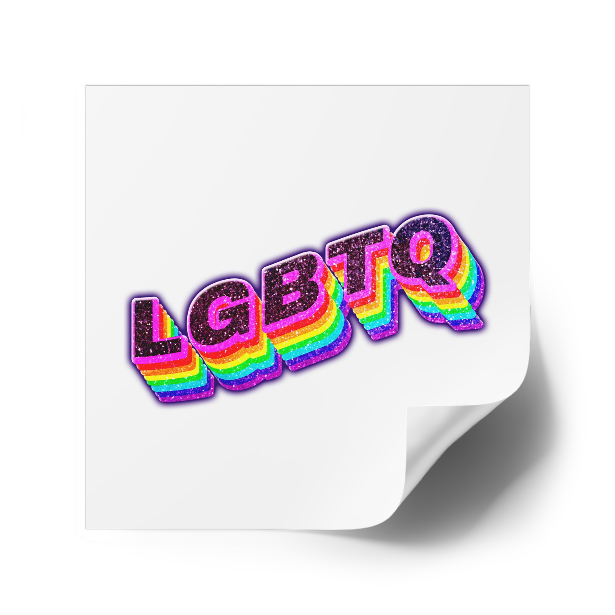 Lgbtq Rainbow 3d Png Typography Laminate Stickers Square - Image 74
