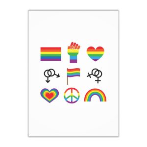 Set Flat Lgbt Homosexual Rainbow Flag Icon Symbols Gift Wrapping Paper Sheets 1pc