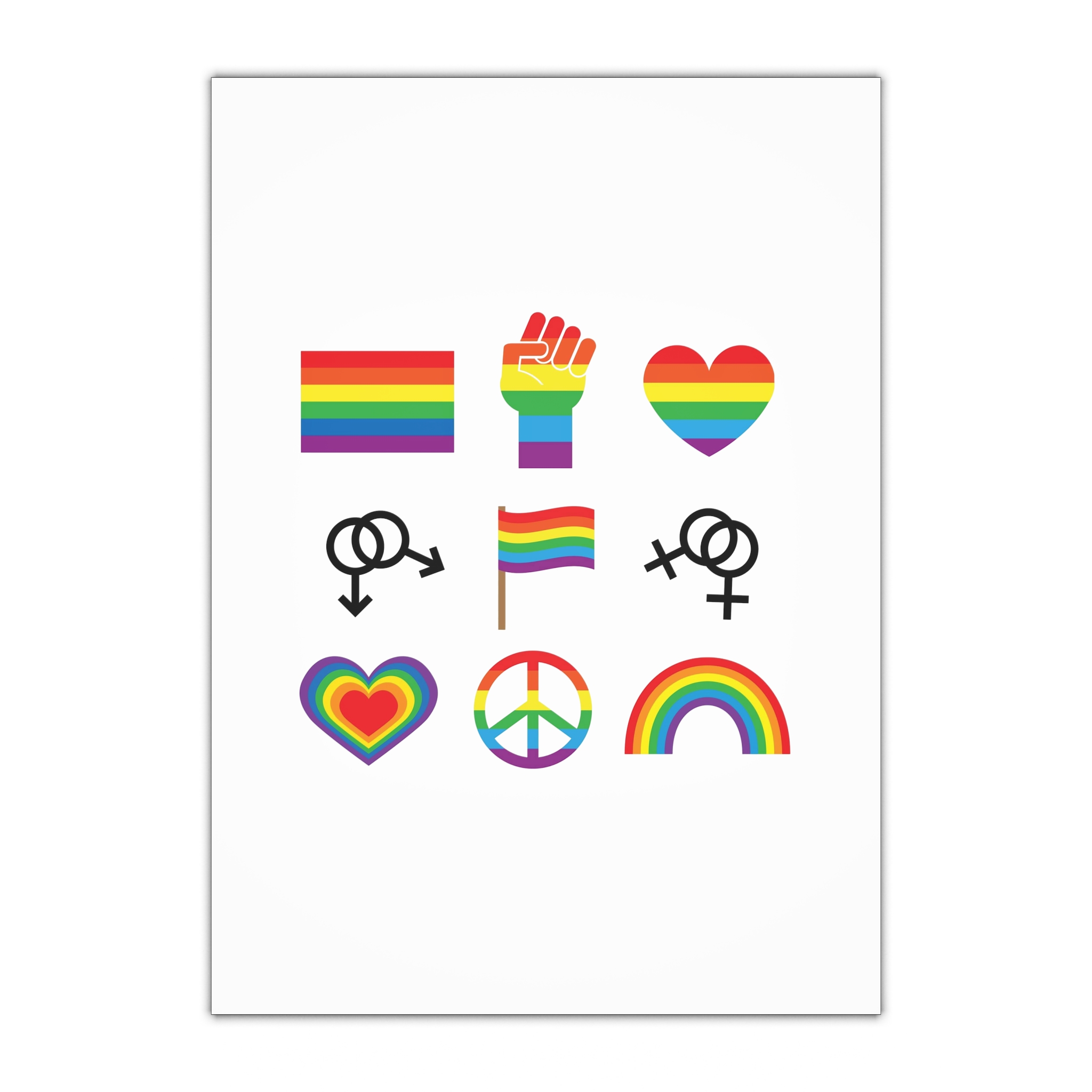 Set Flat Lgbt Homosexual Rainbow Flag Icon Symbols Gift Wrapping Paper Sheets 1pc