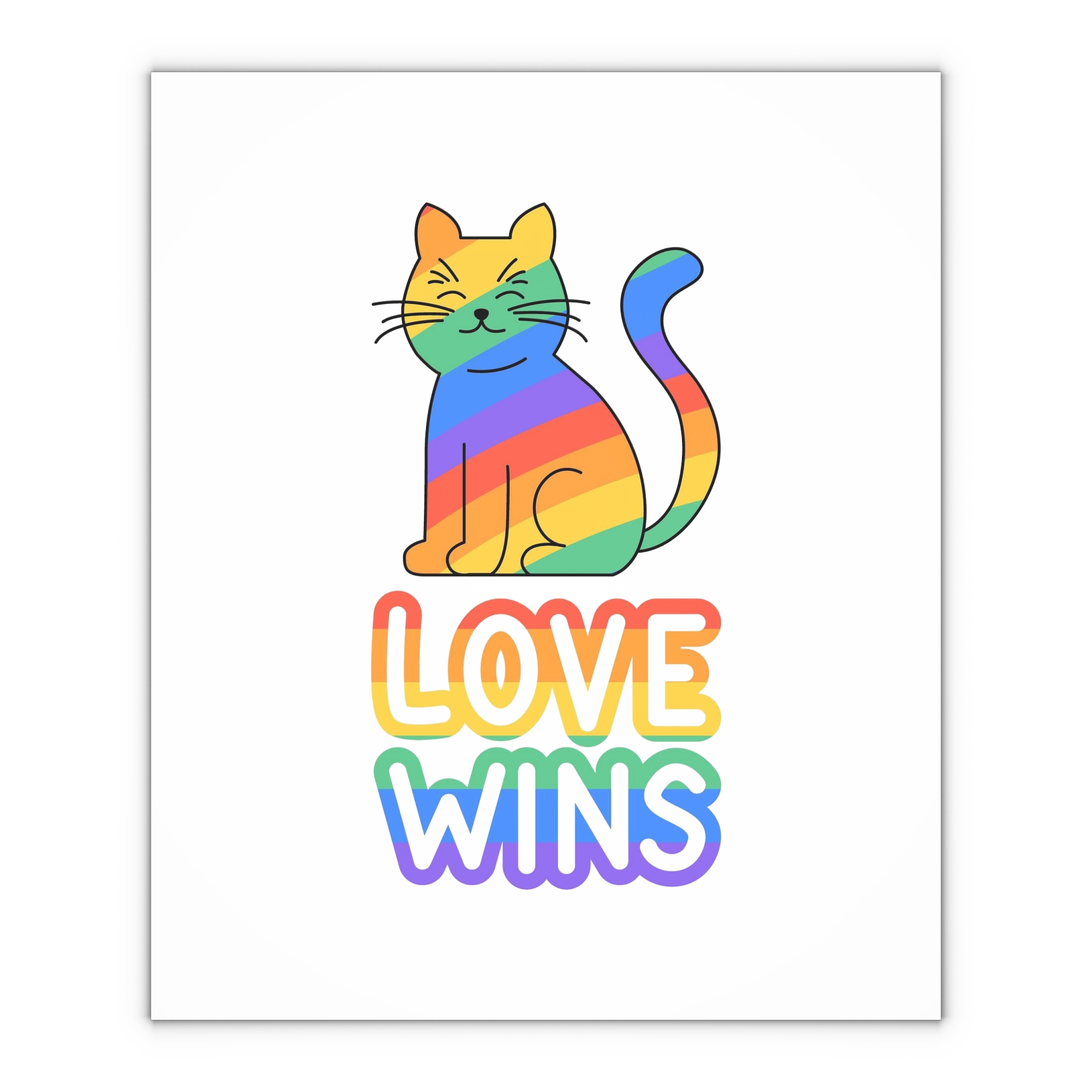 Adorable Rainbowstriped Cat With Love Wins Slogan Playful Colorful Vector Illustration Gift Wrapping Paper Sheets 1pc - Image 4