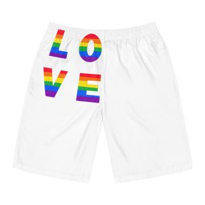 Letters Love Colored Rainbow Lgbtq Gay Pride Flag Colors Vector Lettering Lgbt History Month Pencil Crayon Textured Isolated Love Is Love Concept Mens Board Shorts Aop