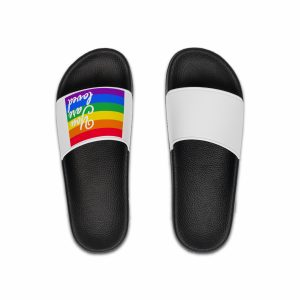 You Are Loved Words Lgbt Pride Flag Background Mens Slide Sandals