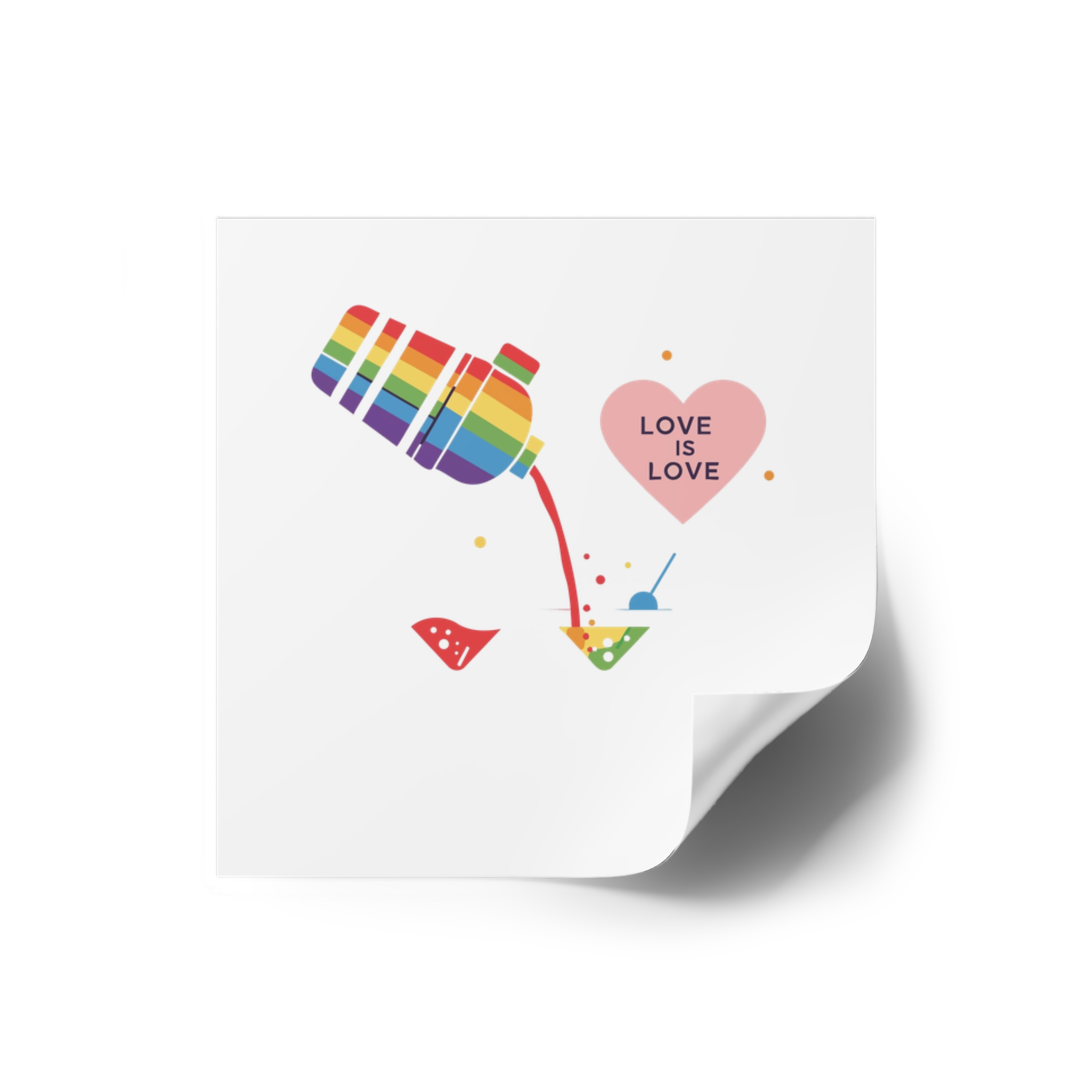 Rainbow Cocktail Shaker Pouring Drink With Heart Love Is Love Illustration Vector Laminate Stickers Square - Image 10