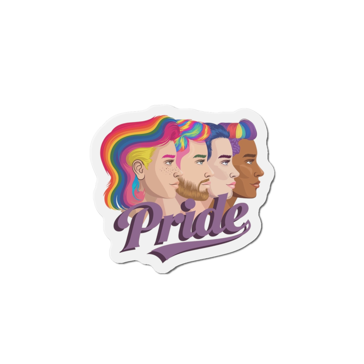 Vector Illustration Four Side Profiles Lgbtq Individuals With Vibrant Hair Colors Die Cut Magnets - Image 13