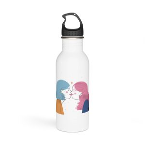 Hand Drawn Affectionate Lesbian Kiss Stainless Steel Water Bottle